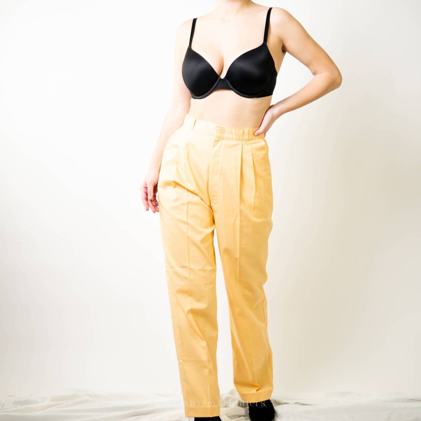 Vintage 70's Cheryl Tiegs Canary Yellow Pastel Straight Pleated Dress Pants