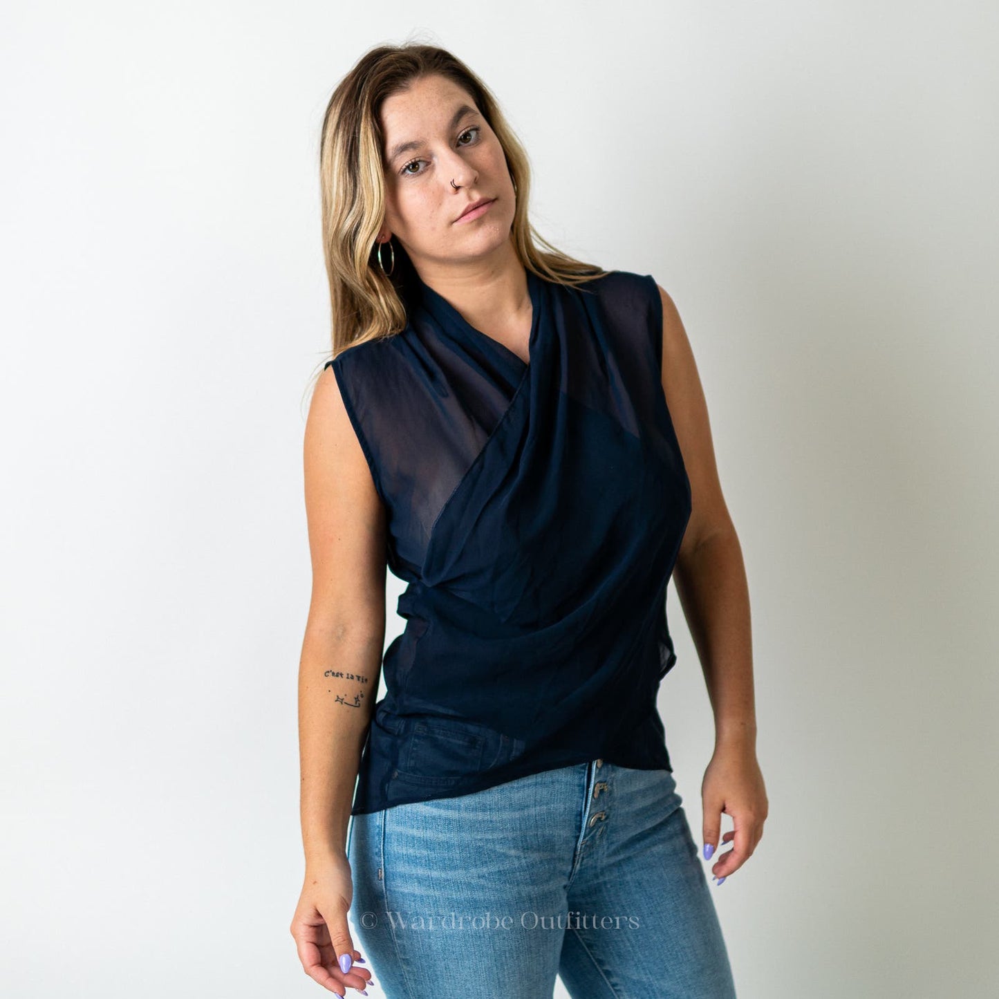 Ro & De Anthropologie Sheer Mesh Cami Blouse