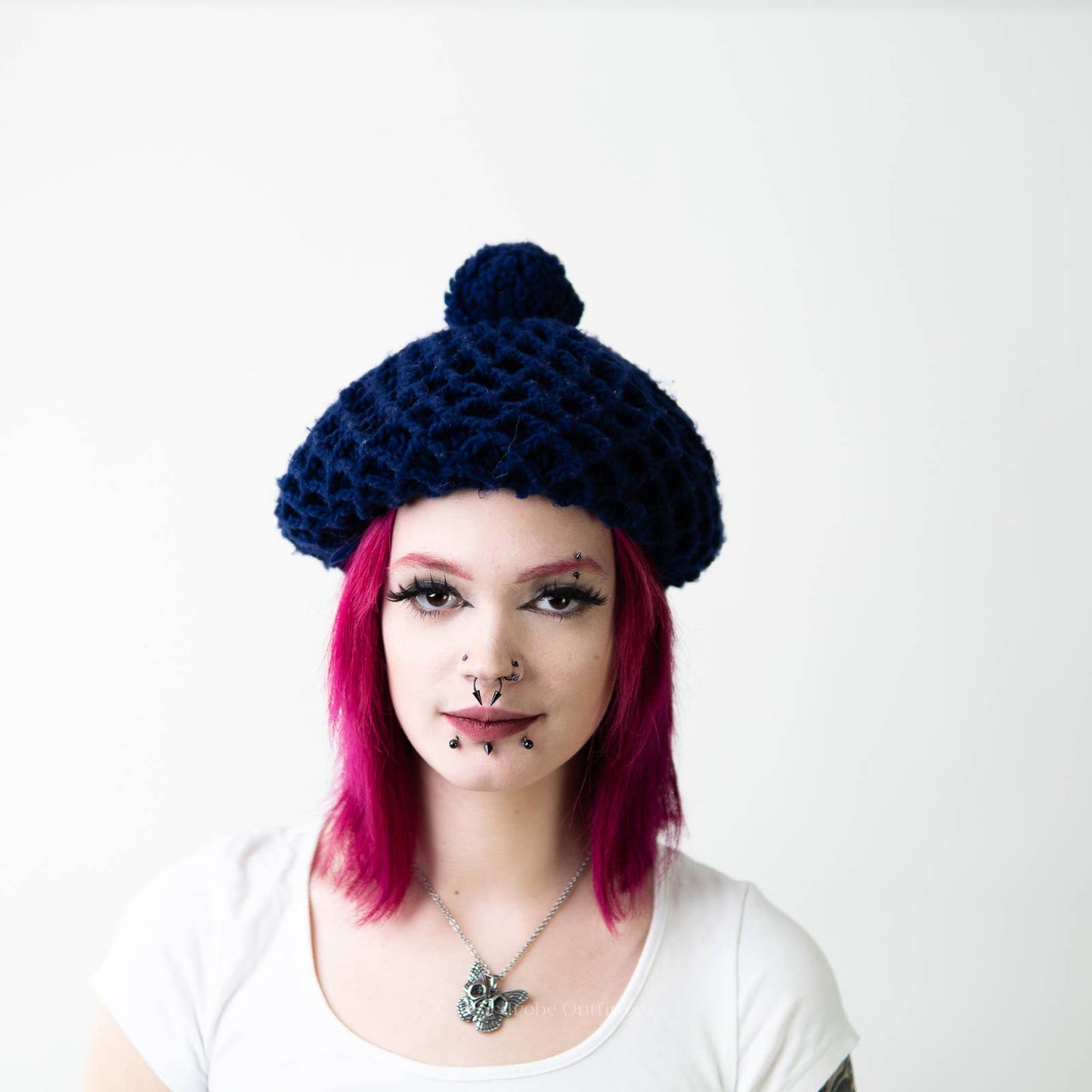Vintage 50s Fuzzy Wool Plaid Pom Beret Tam