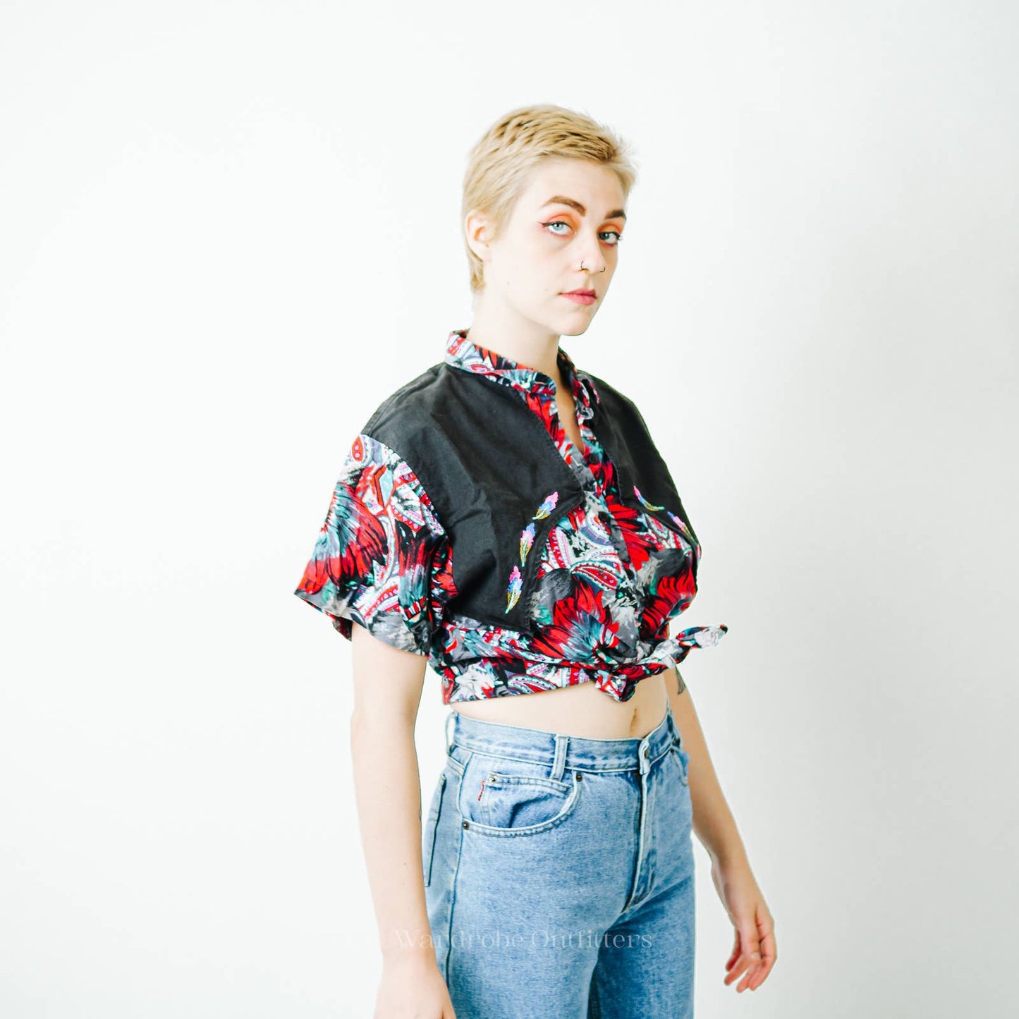 Vintage 90s Western Tribal Flyback Button Down Shirt - M