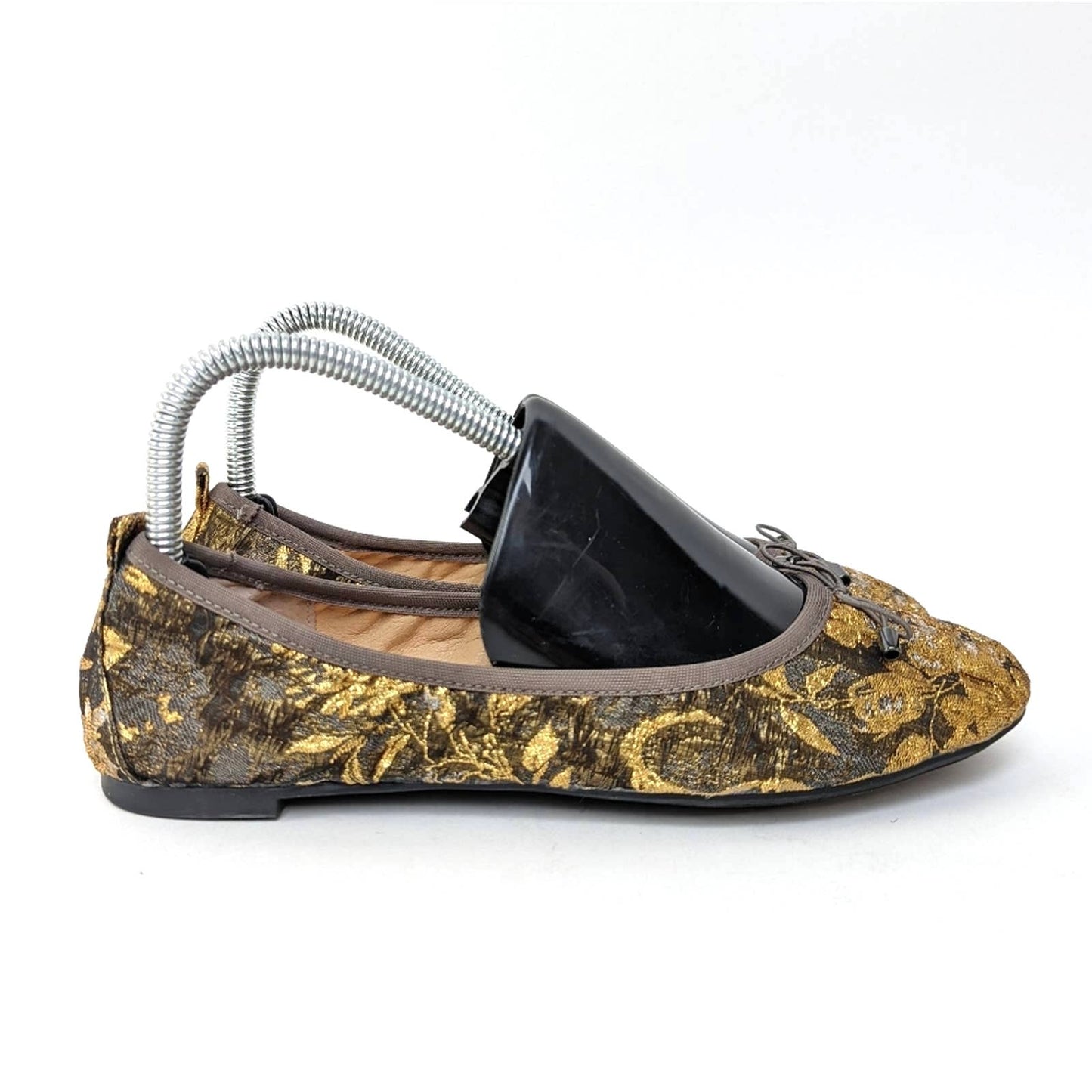 Jessica Simpson Nolan Bow Shimmery Gold Floral Ballet Flats - 7.5