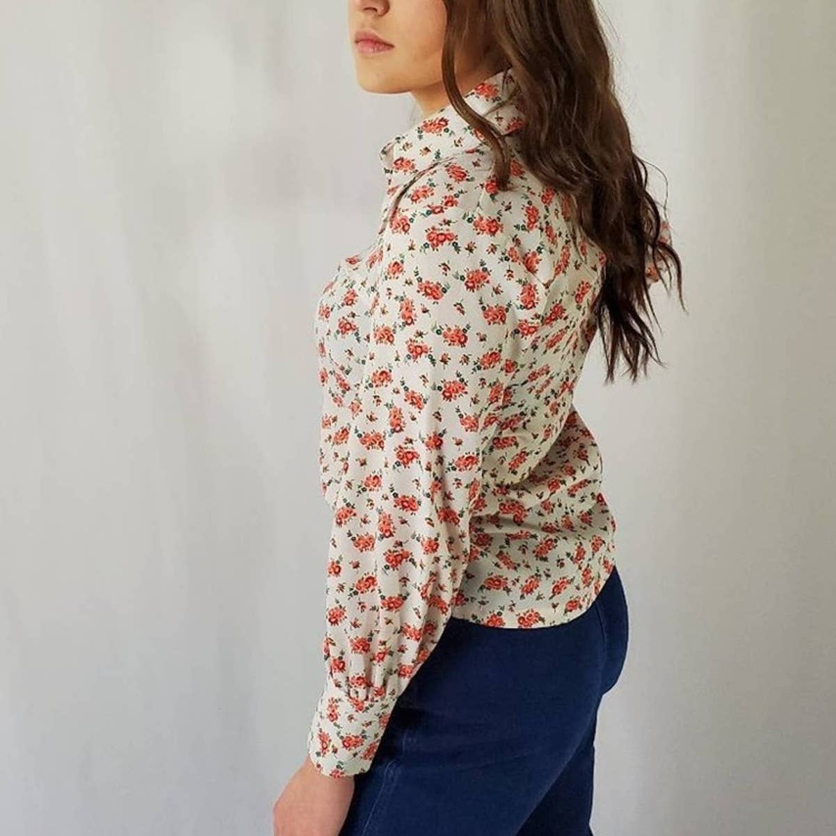 Rare Vintage 70s Sears JR Bazaar Western Floral Button Up Shirt