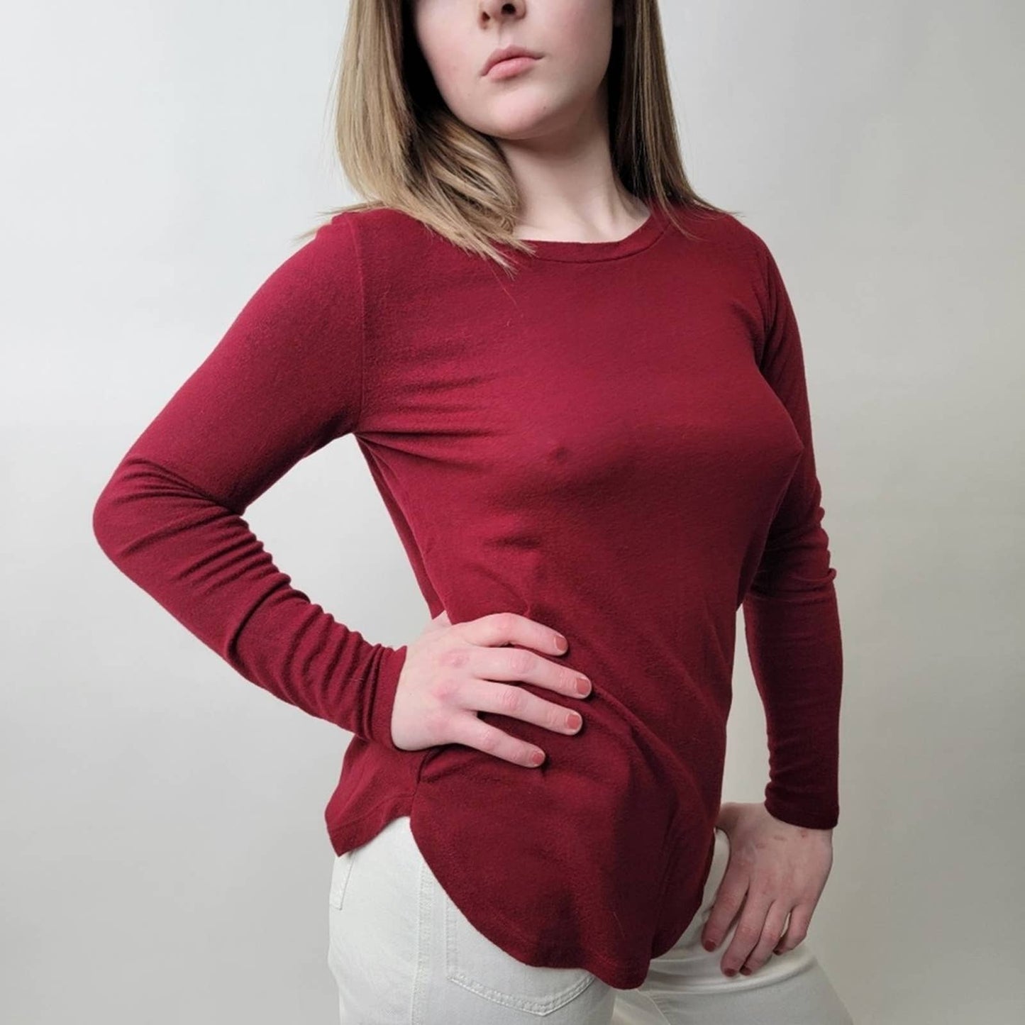 Old Navy Paper Thin Long Sleeve Heather Red - S