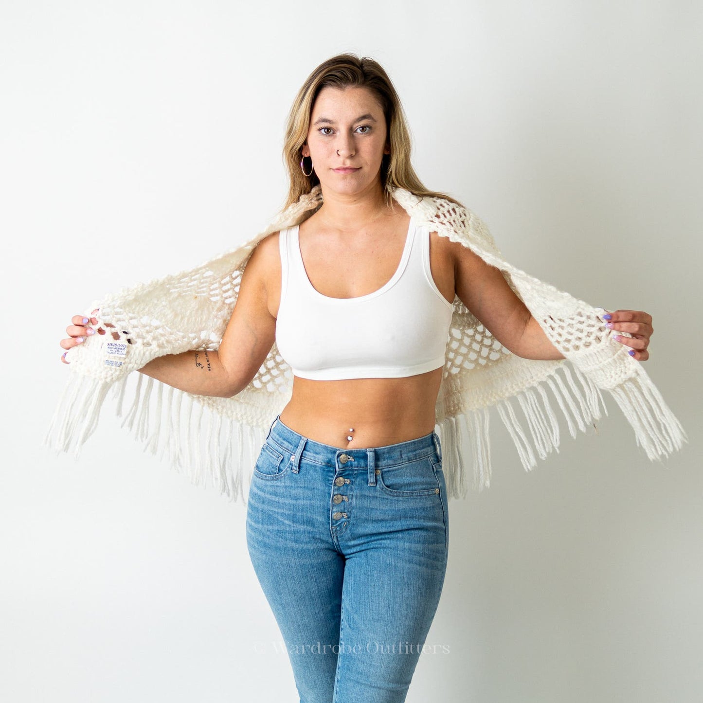 Handmade Crochet Knit Tassel Shaw Poncho Coverup