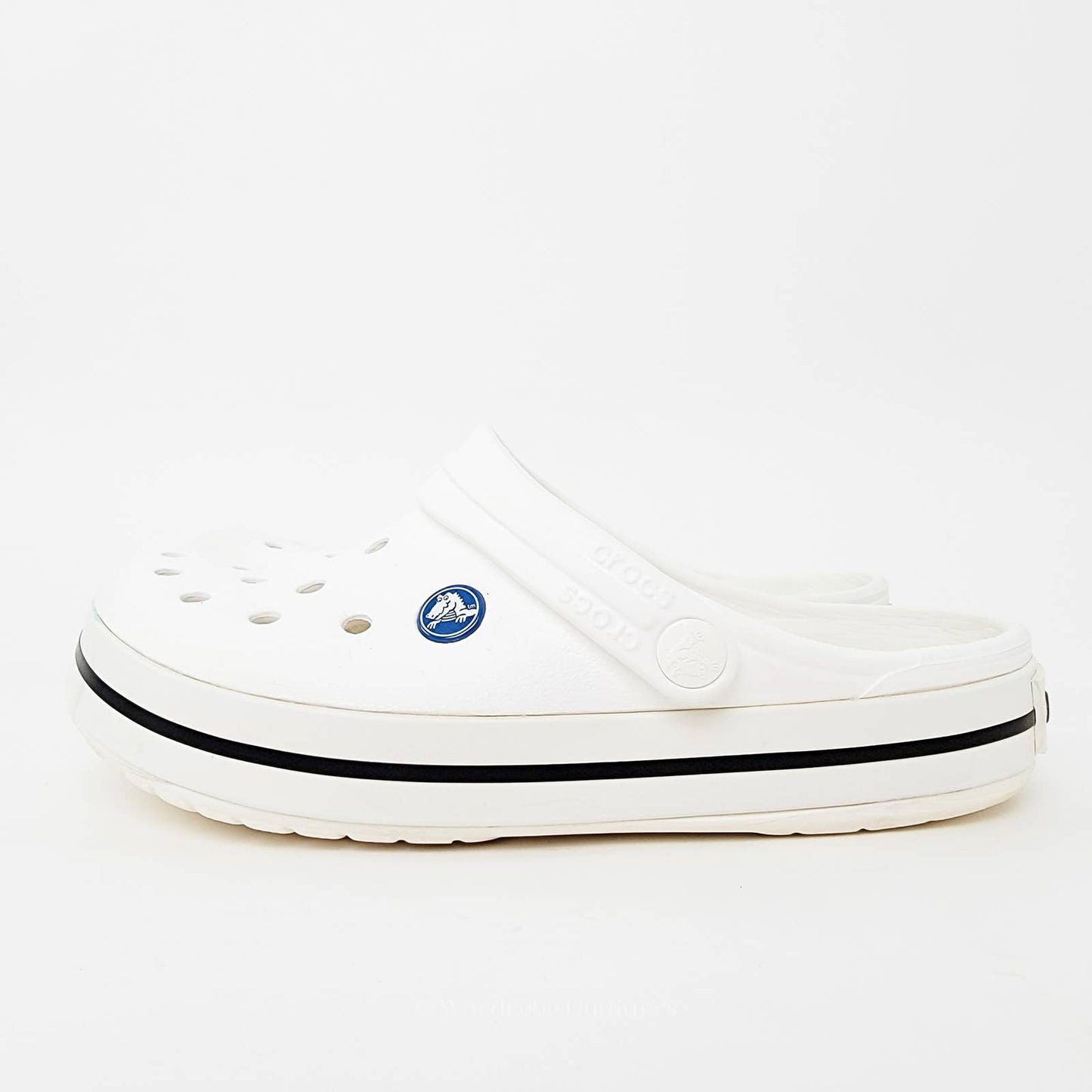 Classic White Stripe Crocs - 6