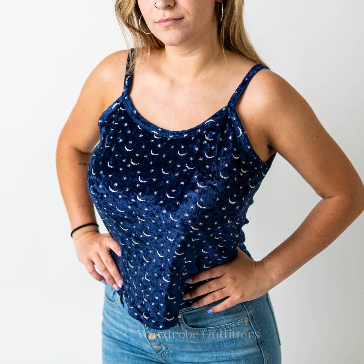 Vintage 90s Velvet Velour Witchy Moon Tank Top