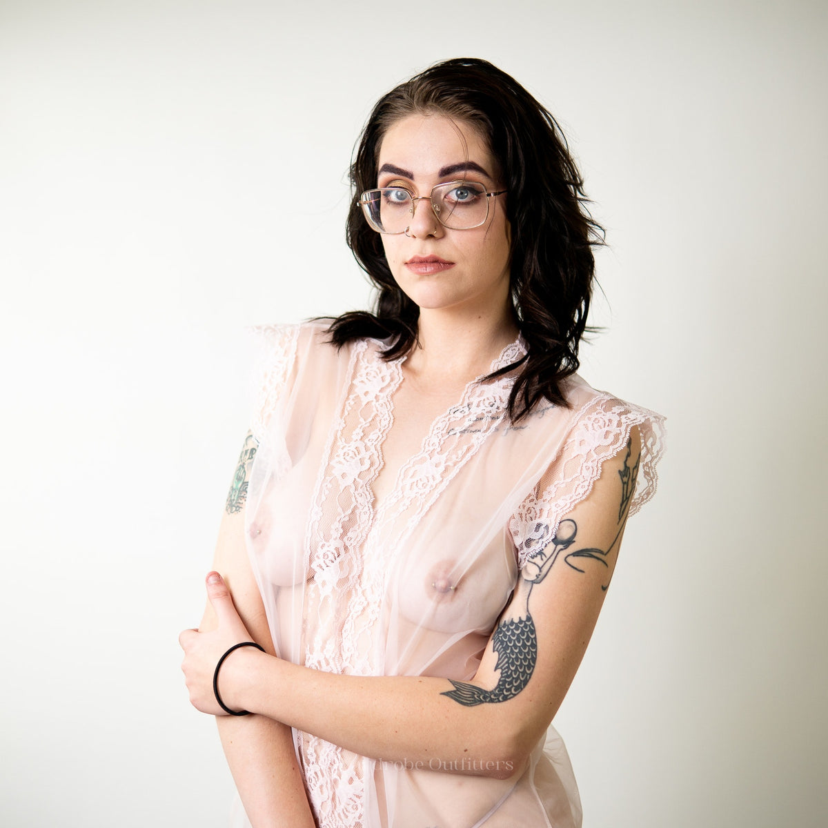 NEW Deadstock Vintage 70’s Chiffon Sheer Boudoir Pin Up Cover Nightie