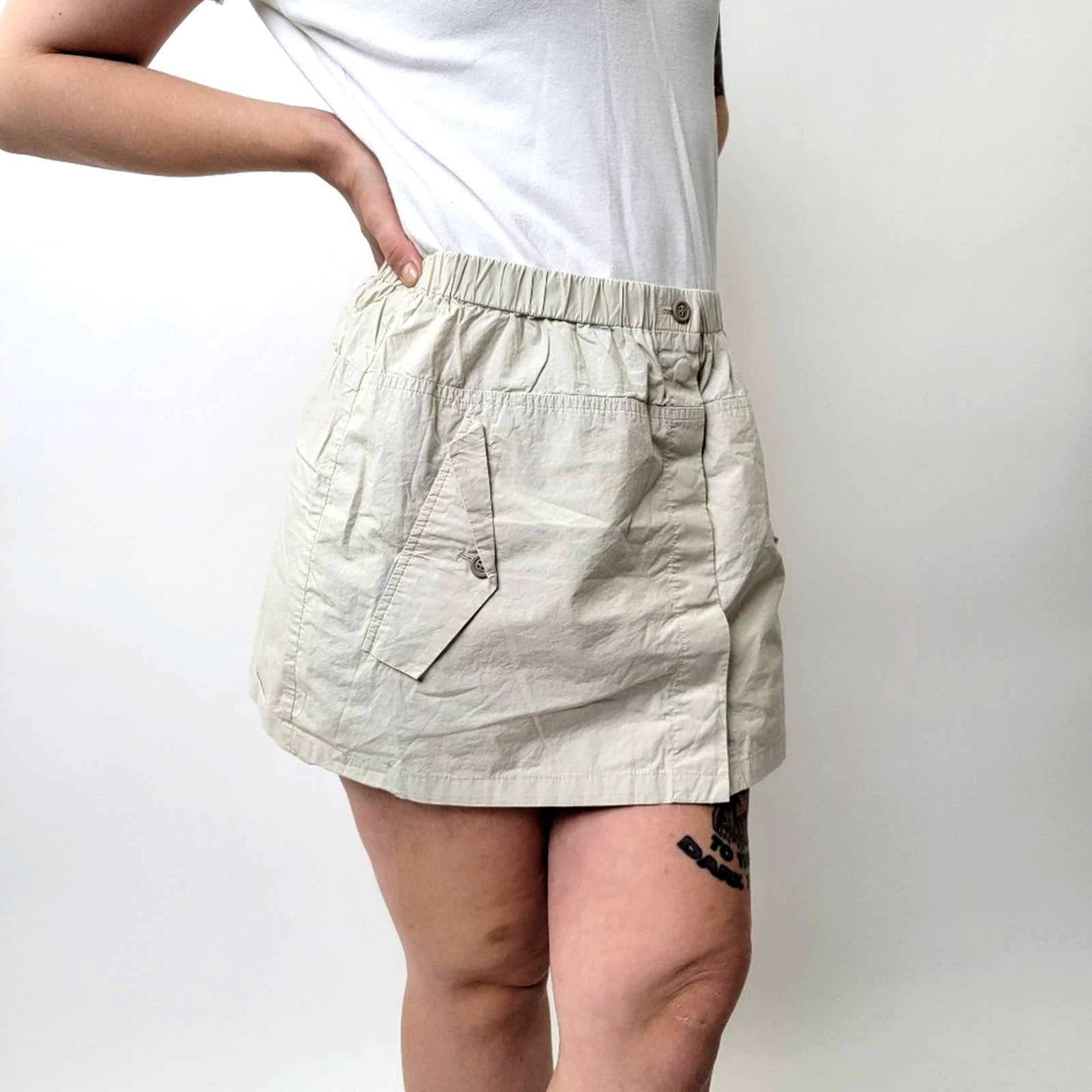 Theory Mini Khaki Cargo Safari Hiking Tennis Skirt - A-Line - M