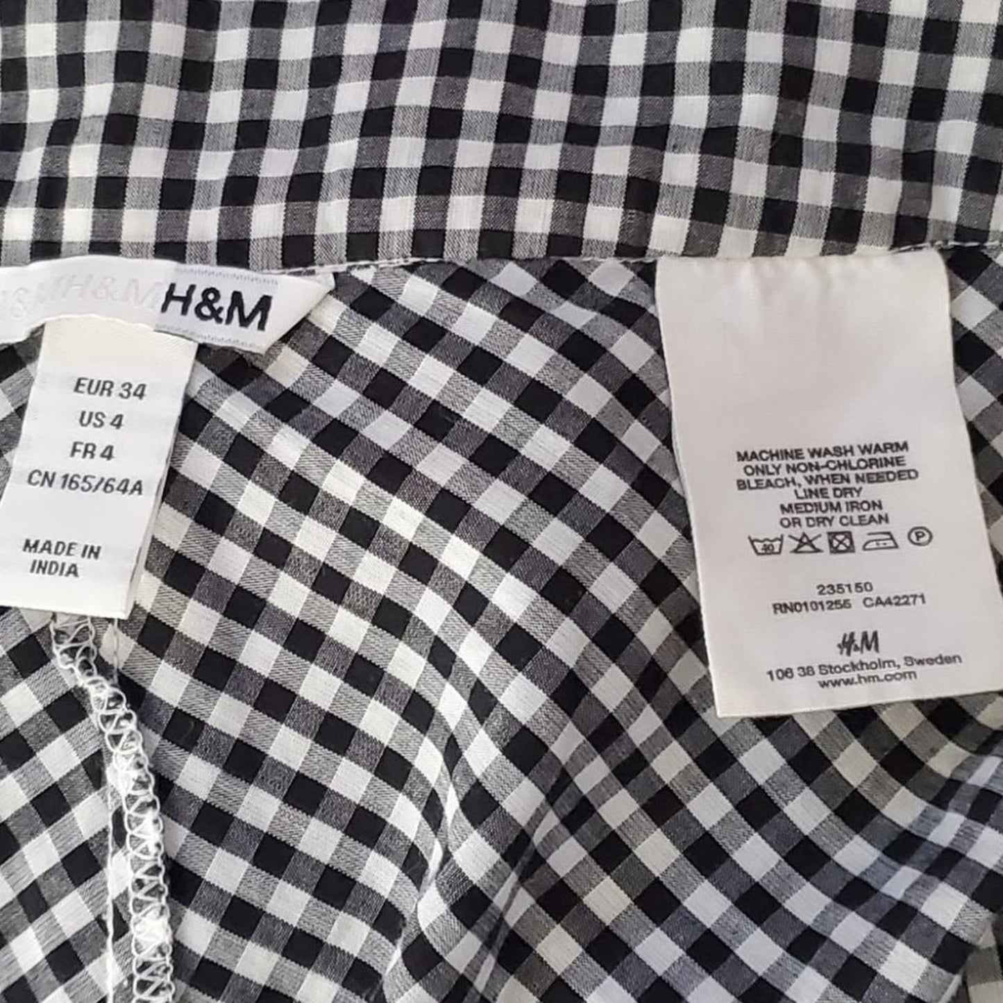 H&M Gingham Plaid Prrint A-Line Midi Skirt - 4