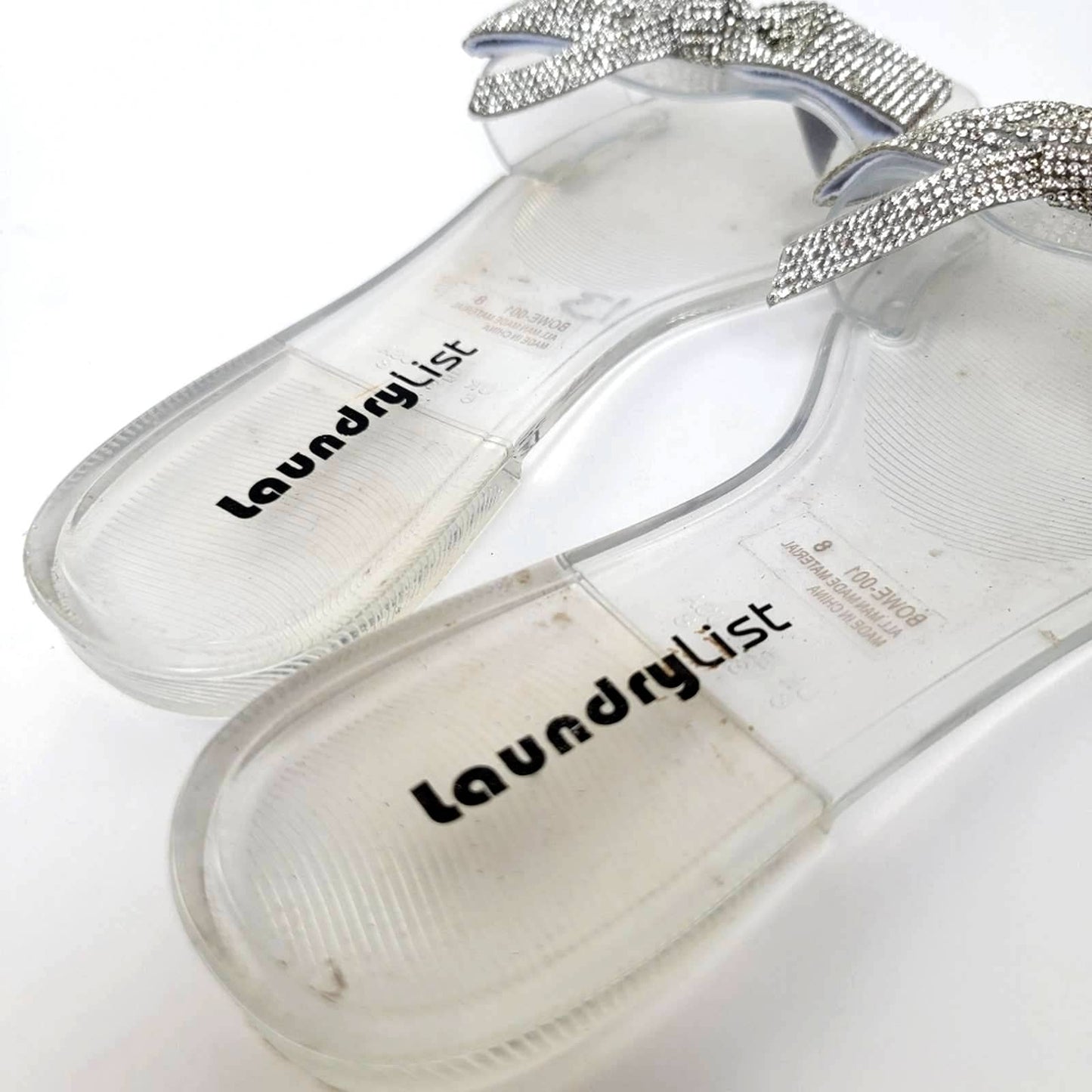 Laundry List Clear Jelly Sandals With Gem Bling - 8