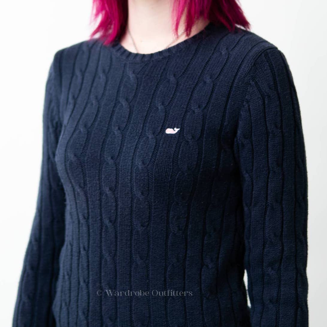Vineyard Vines Navy Blue Cable Knit Pullover Sweater - M
