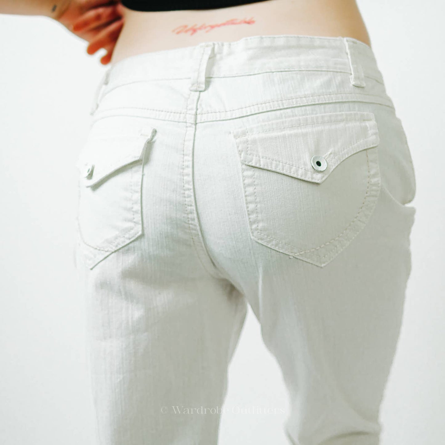 Nine West Bleecker White Capri Cargo Denim Short Pants