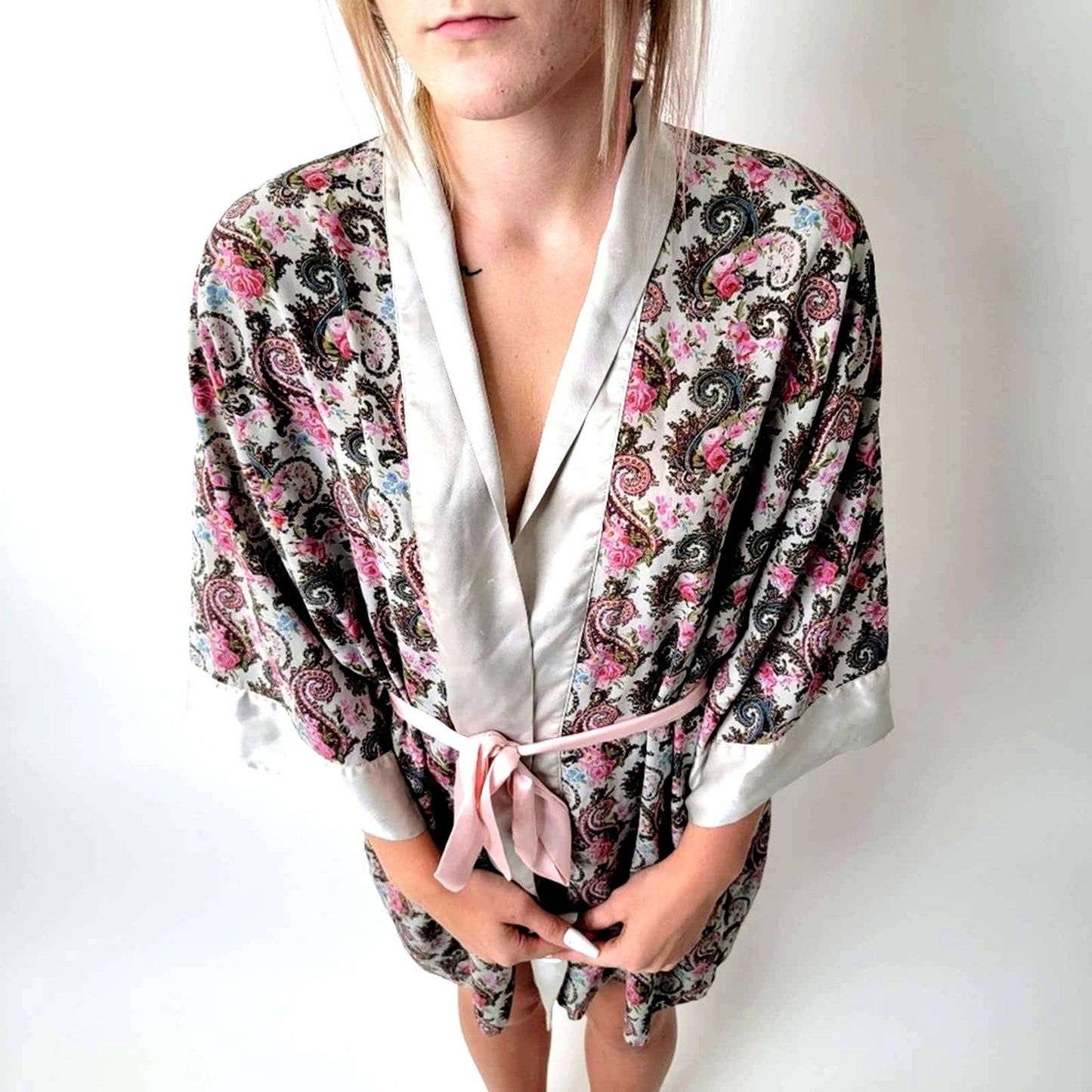 Vintage 90s Victoria’s Secret Gold Label Floral Paisley Kimono Robe Lingerie