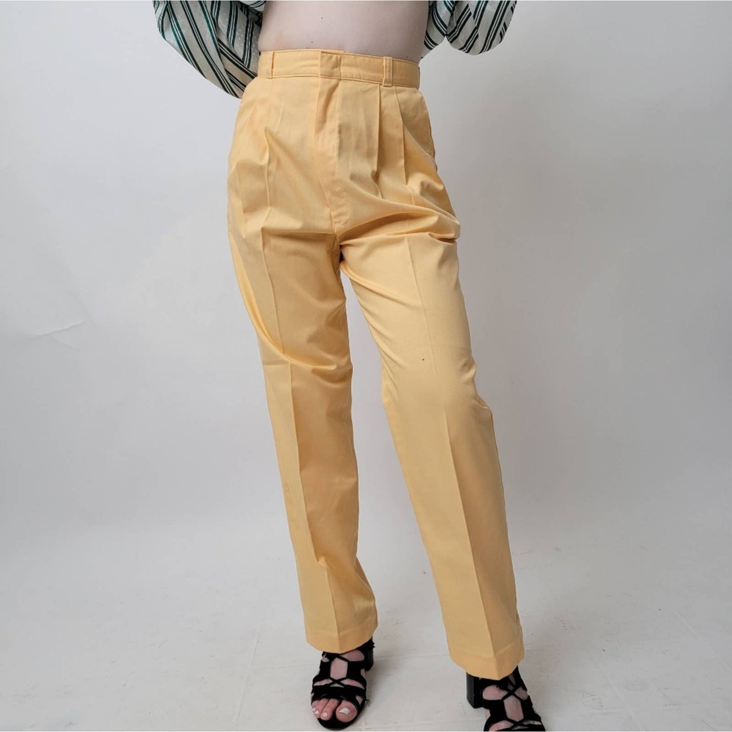 Vintage 70's Cheryl Tiegs canary yellow pastel straight pleated dress pants