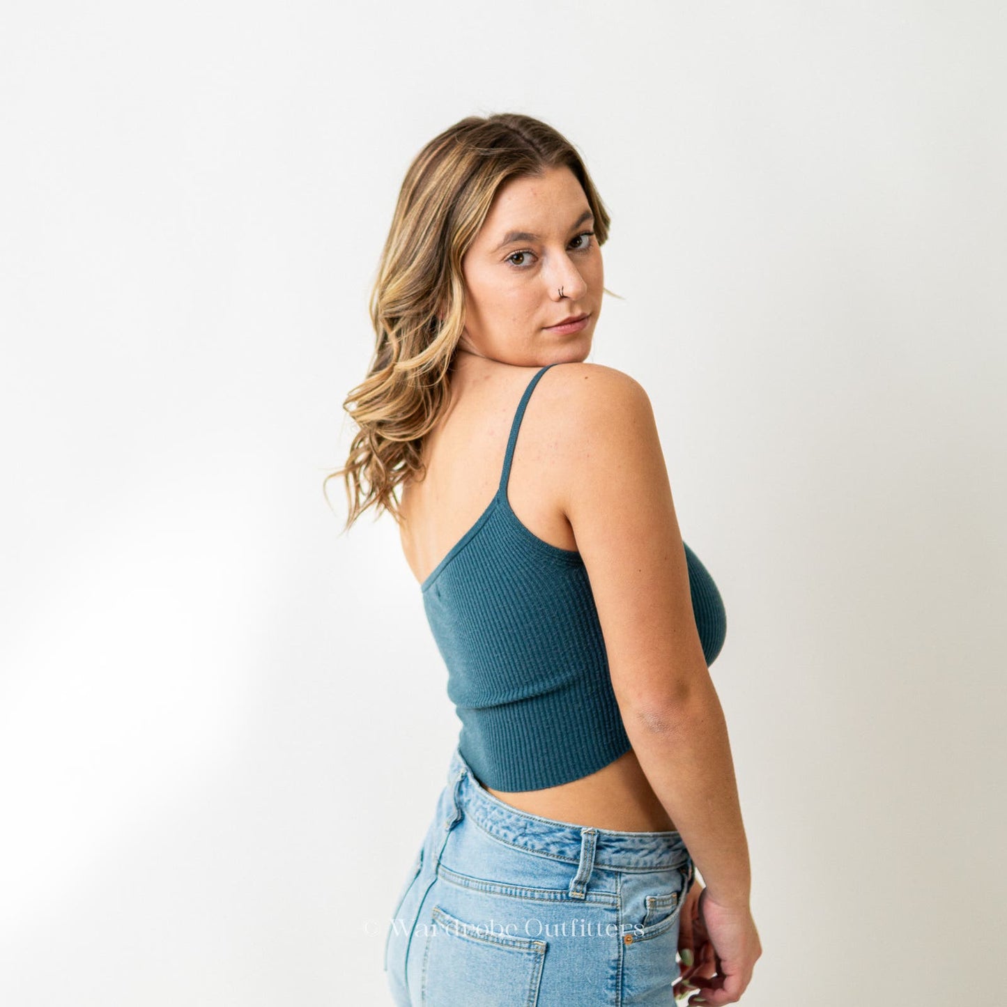 Kendal & Kylie Cropped Halter One Shoulder Tank Top