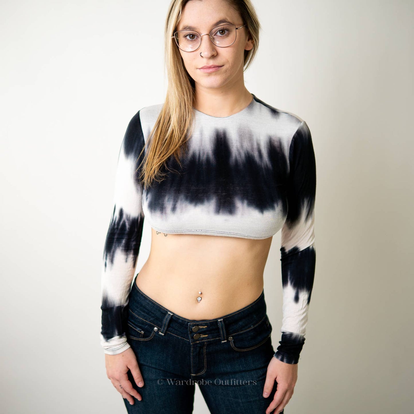 Emory Park Long Sleeve Tie Dye Crop Top Tee - S