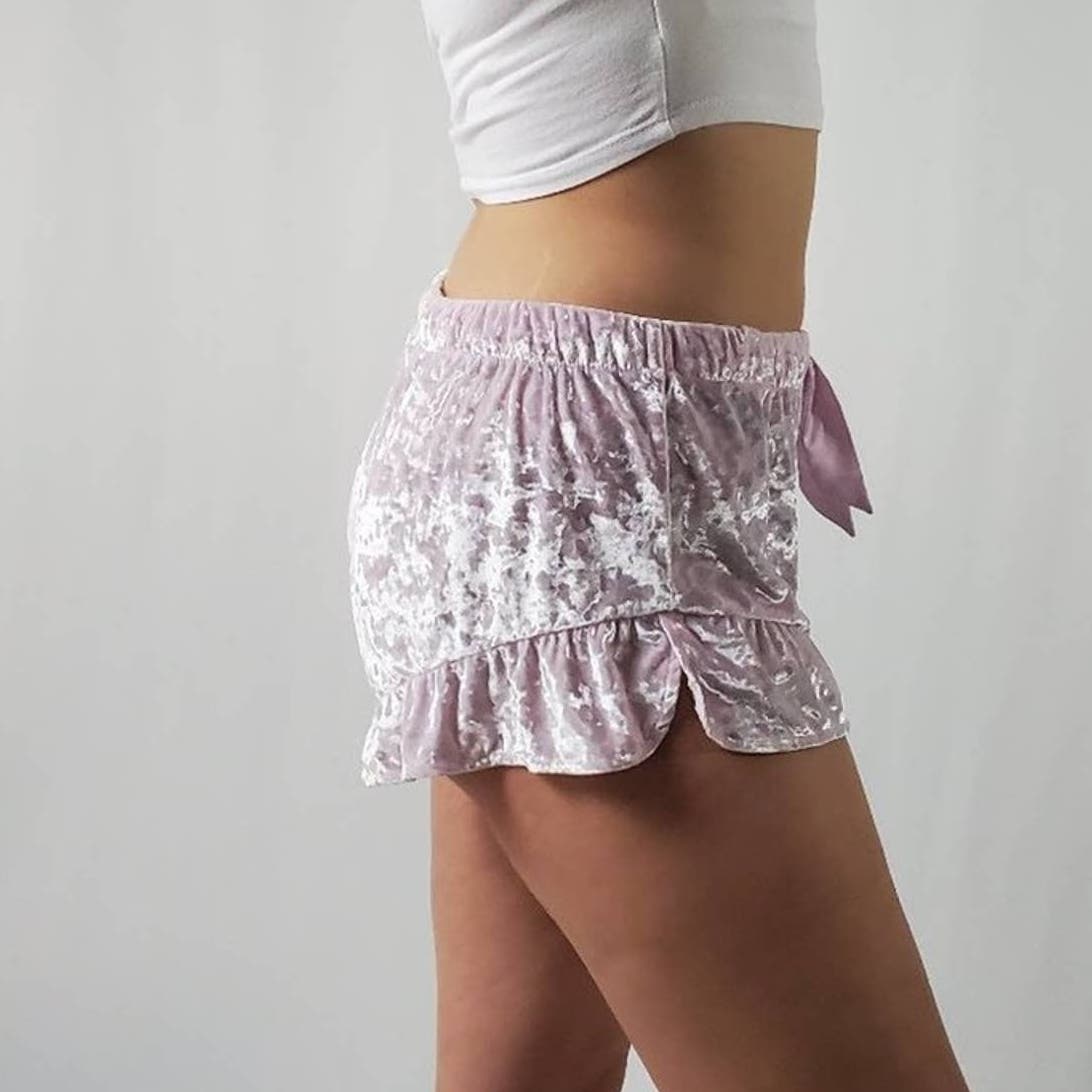 VS Victoria's Secret Blush Pink Crushed Velvet Sleep Shorts - M