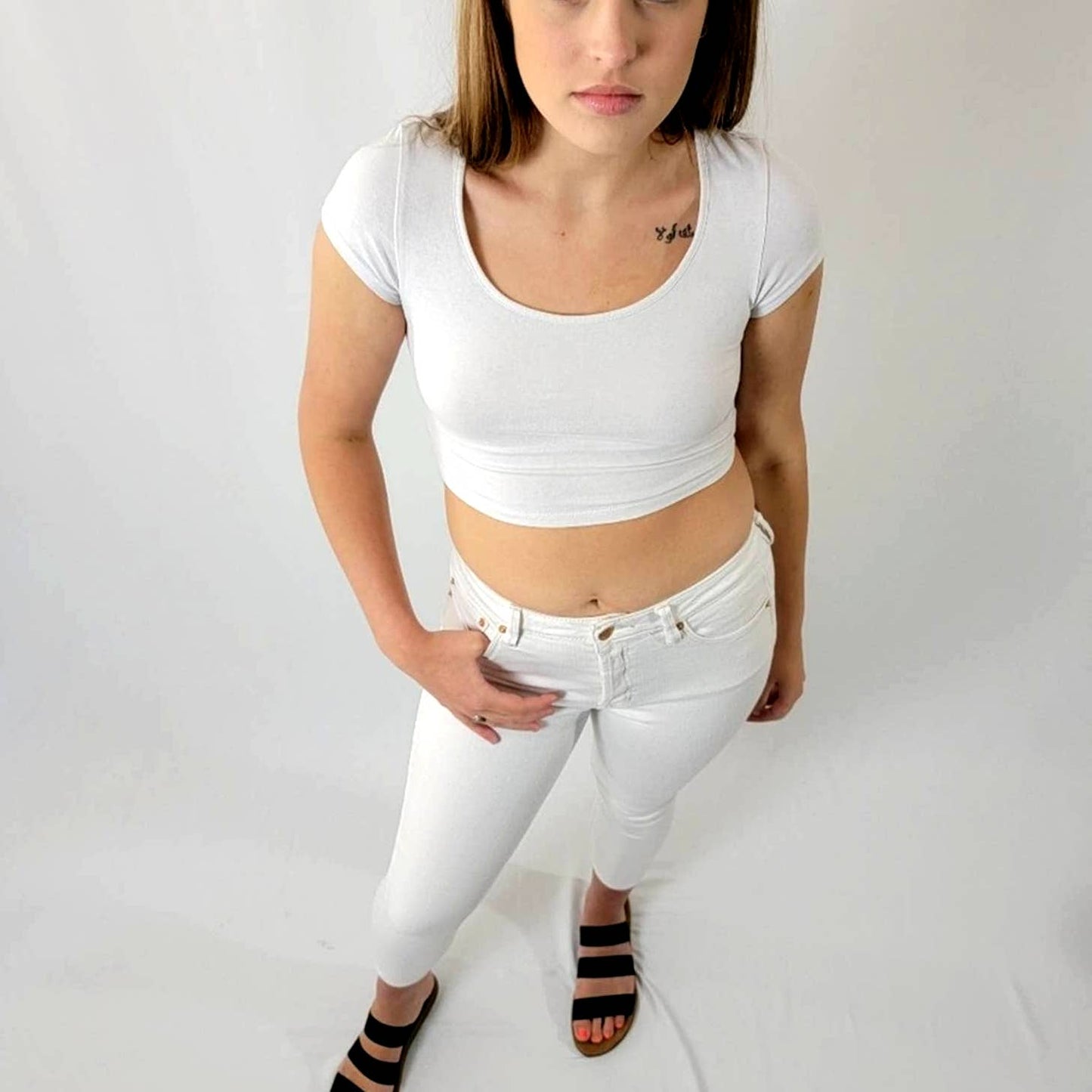 NWOT Free People High Rise Cropped Capri Skinny Jeans - 28