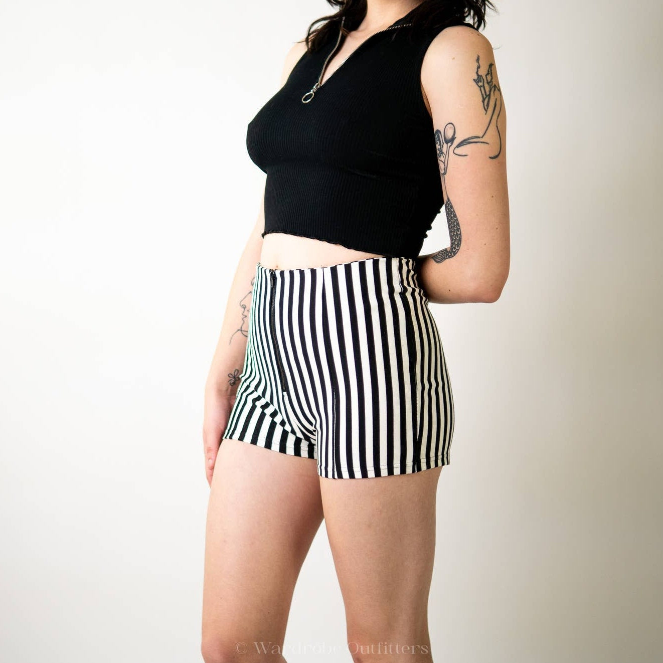 F21 Black x White High Rise Shorts