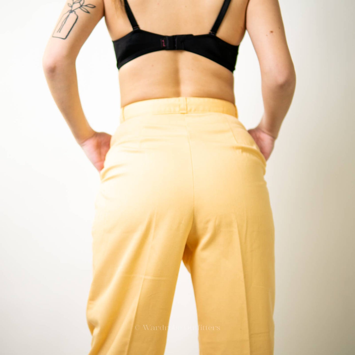 Vintage 70's Cheryl Tiegs Canary Yellow Pastel Straight Pleated Dress Pants