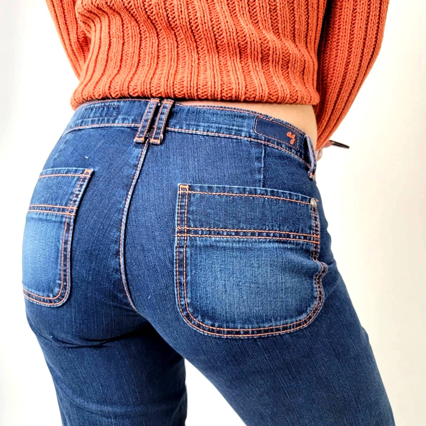 Vintage Y2K AG flared wide leg raw hem low rise dark wash Jeans - 27