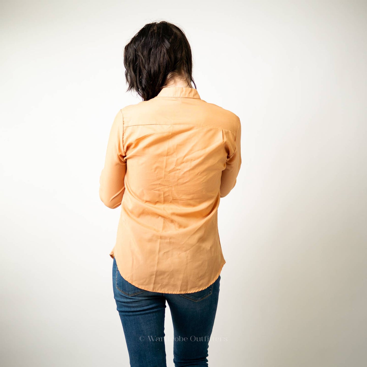 Vintage Sherbet Orange Western Cut Button Up Blouse