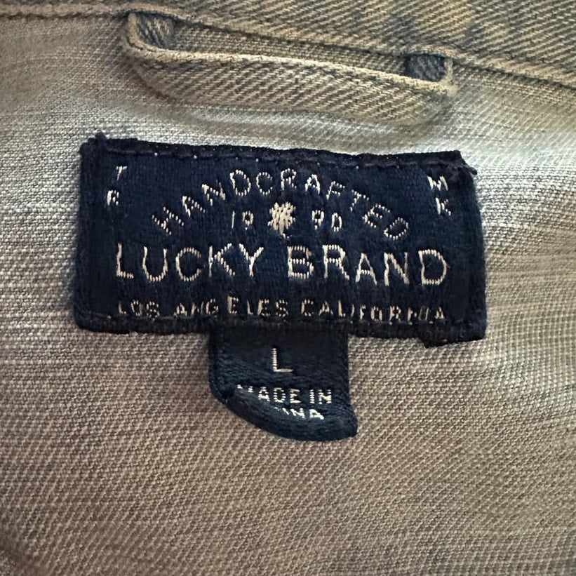 Lucky Brand Denim and Lace Lightwash Vest