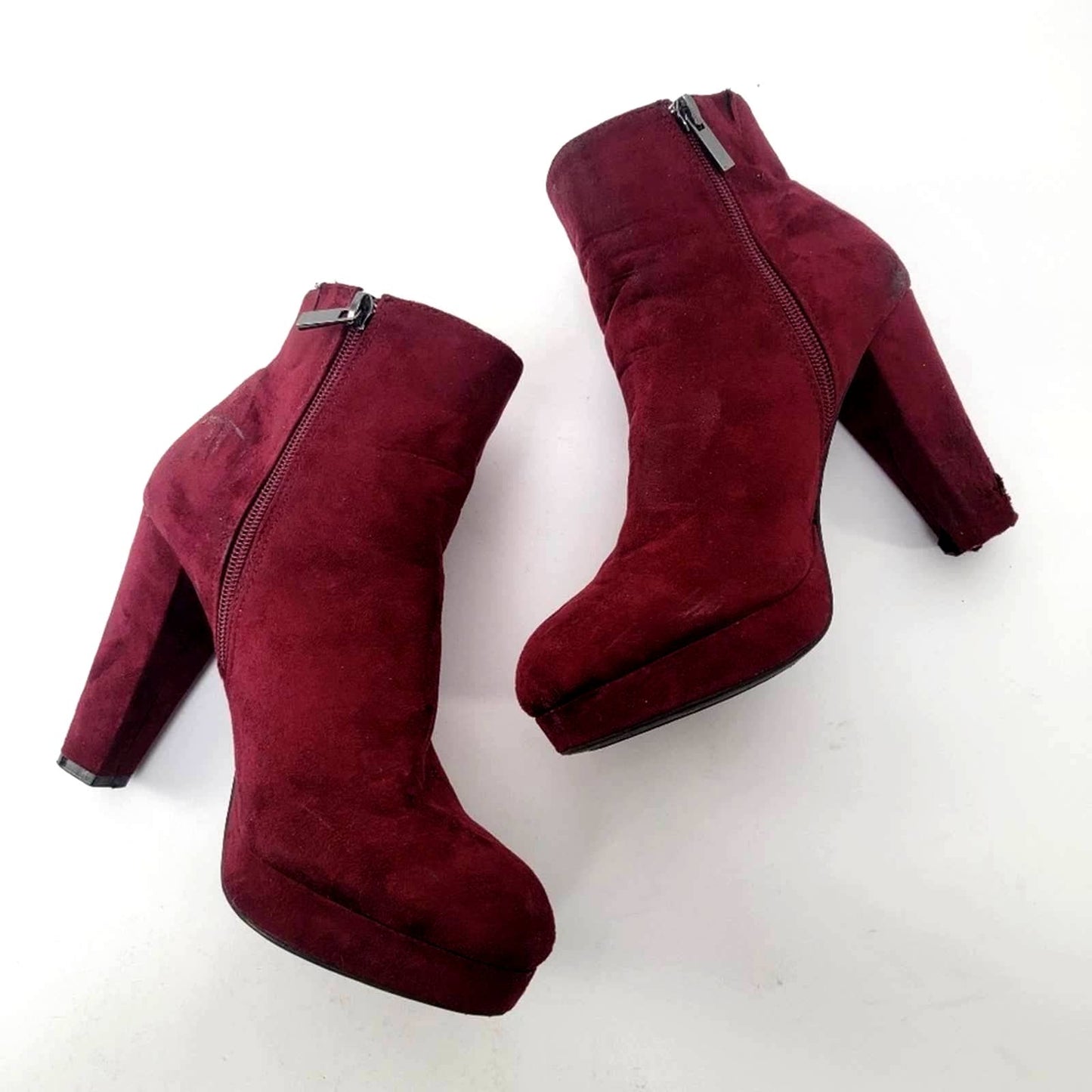 Chunky Platform Heel Faux Suede Ankle Booties - 9