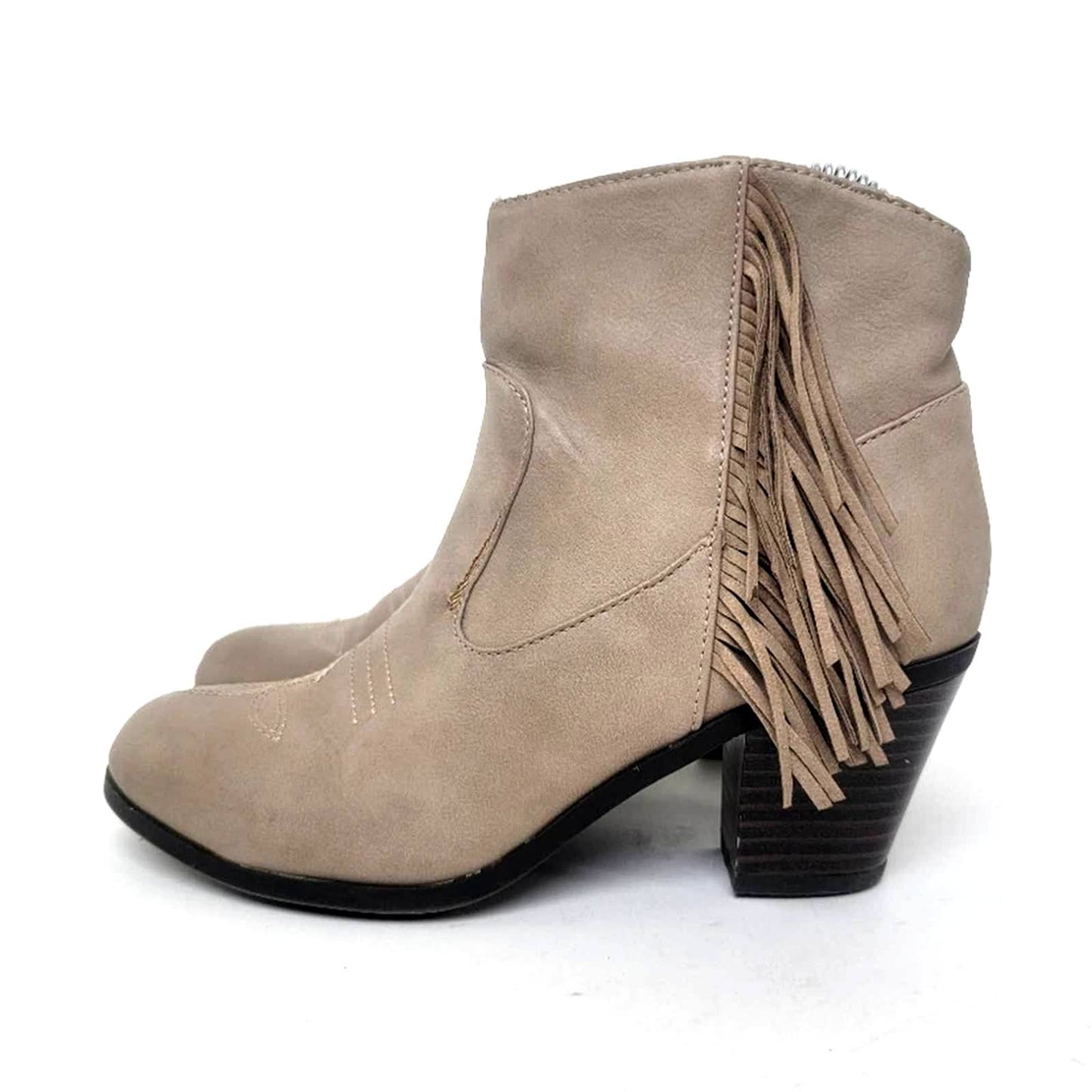 Sam & Libby Watson Fringe Chunky Heeled Ankle Boots - 6.5