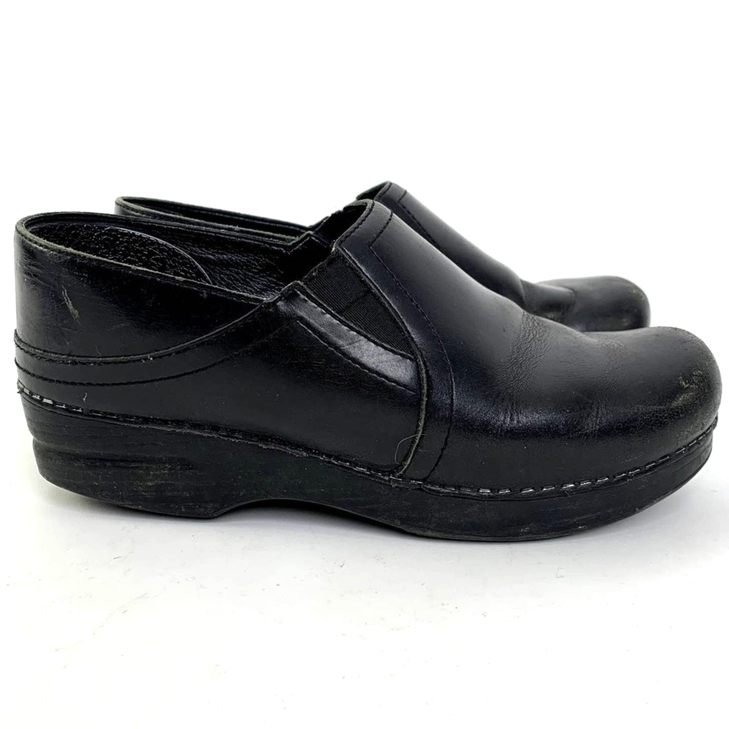 Dansko Pepper Mule Black Cabrio Platform Clogs - 8