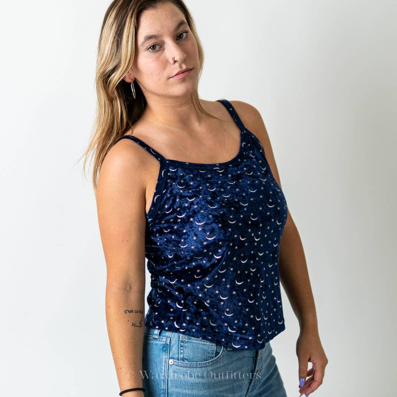 Vintage 90s Velvet Velour Witchy Moon Tank Top
