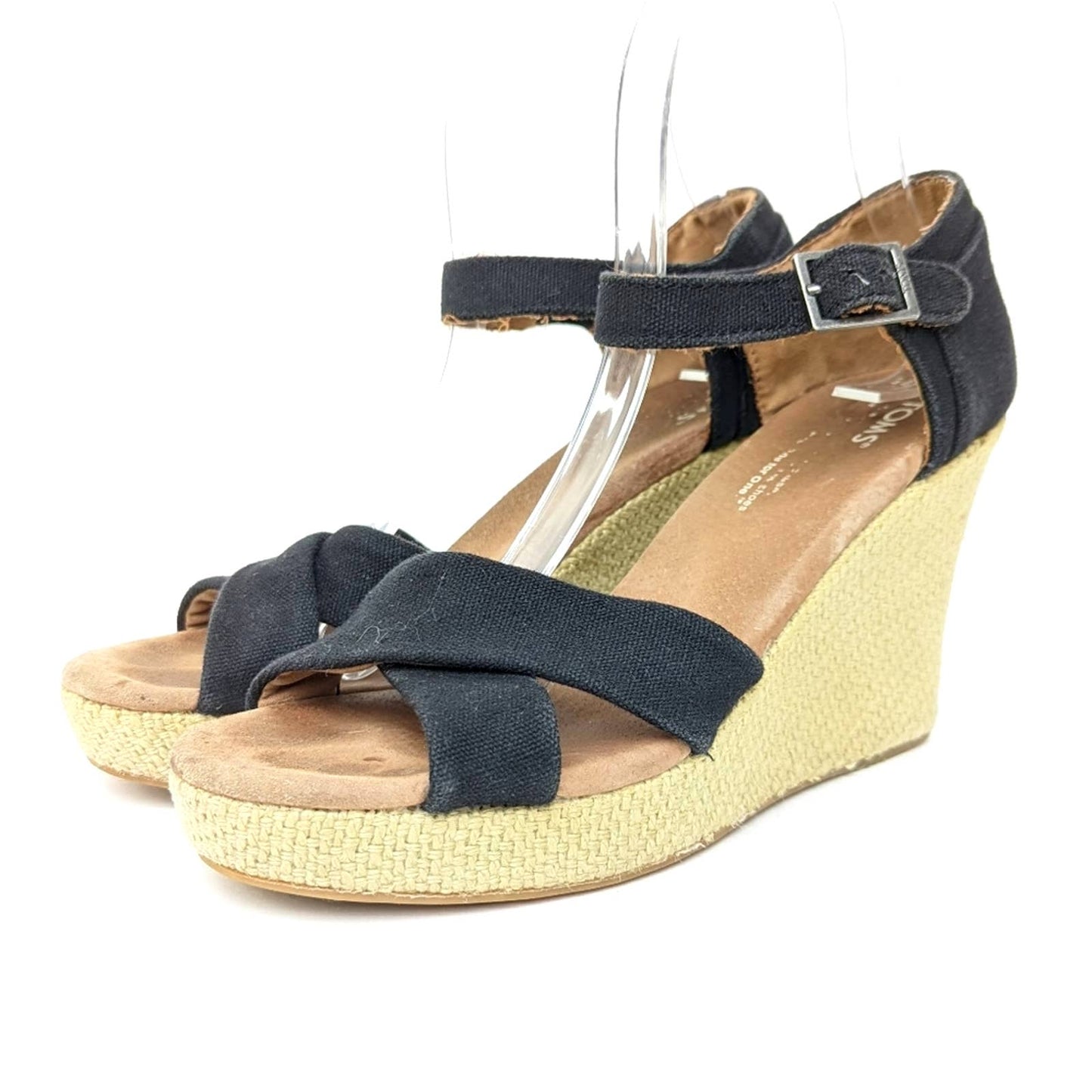 Toms Open Toe Strappy Wedge Espadrille Heels - 7.5
