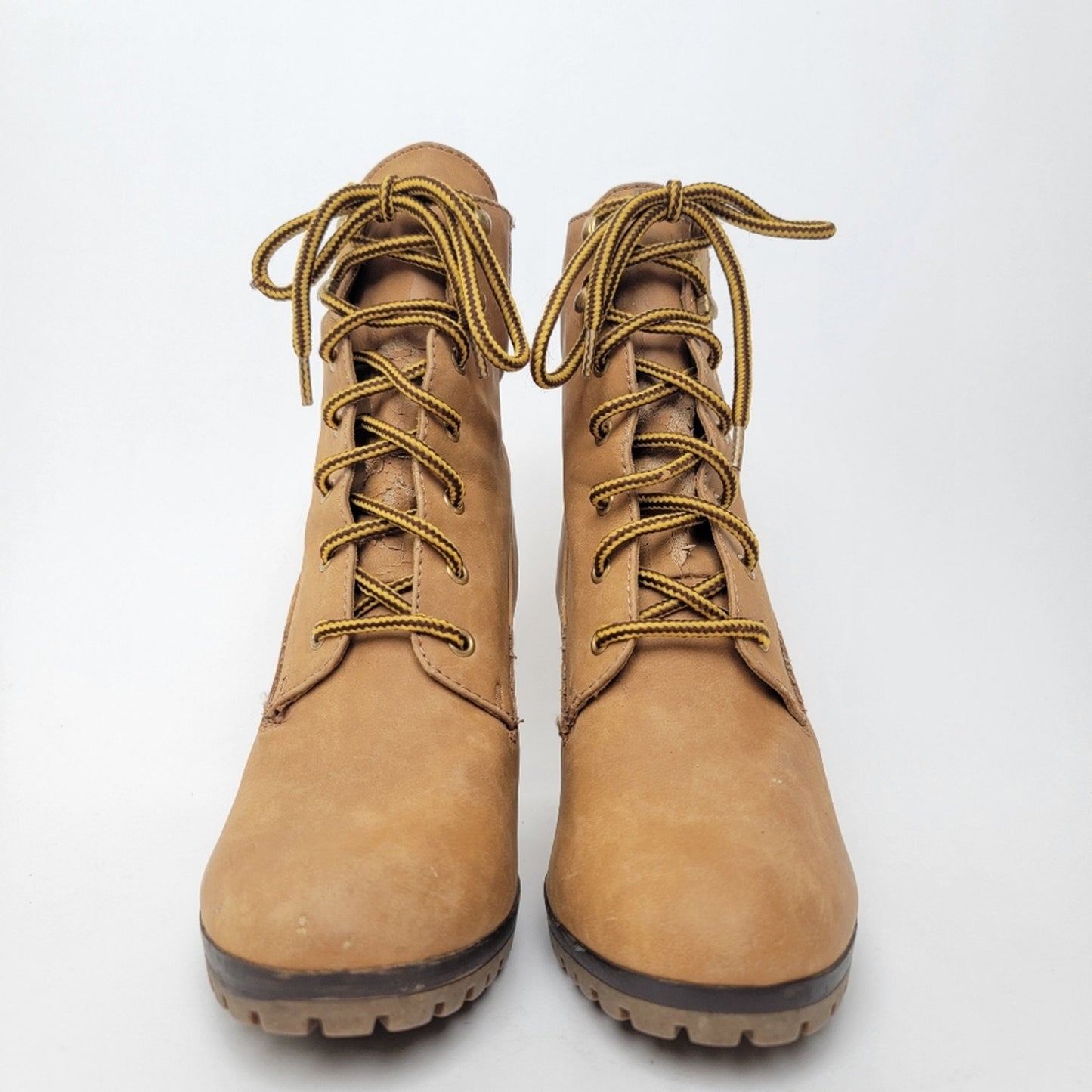 Nubuck Leather Lace-Up Stiletto Heel Chukka Booties - 9.5