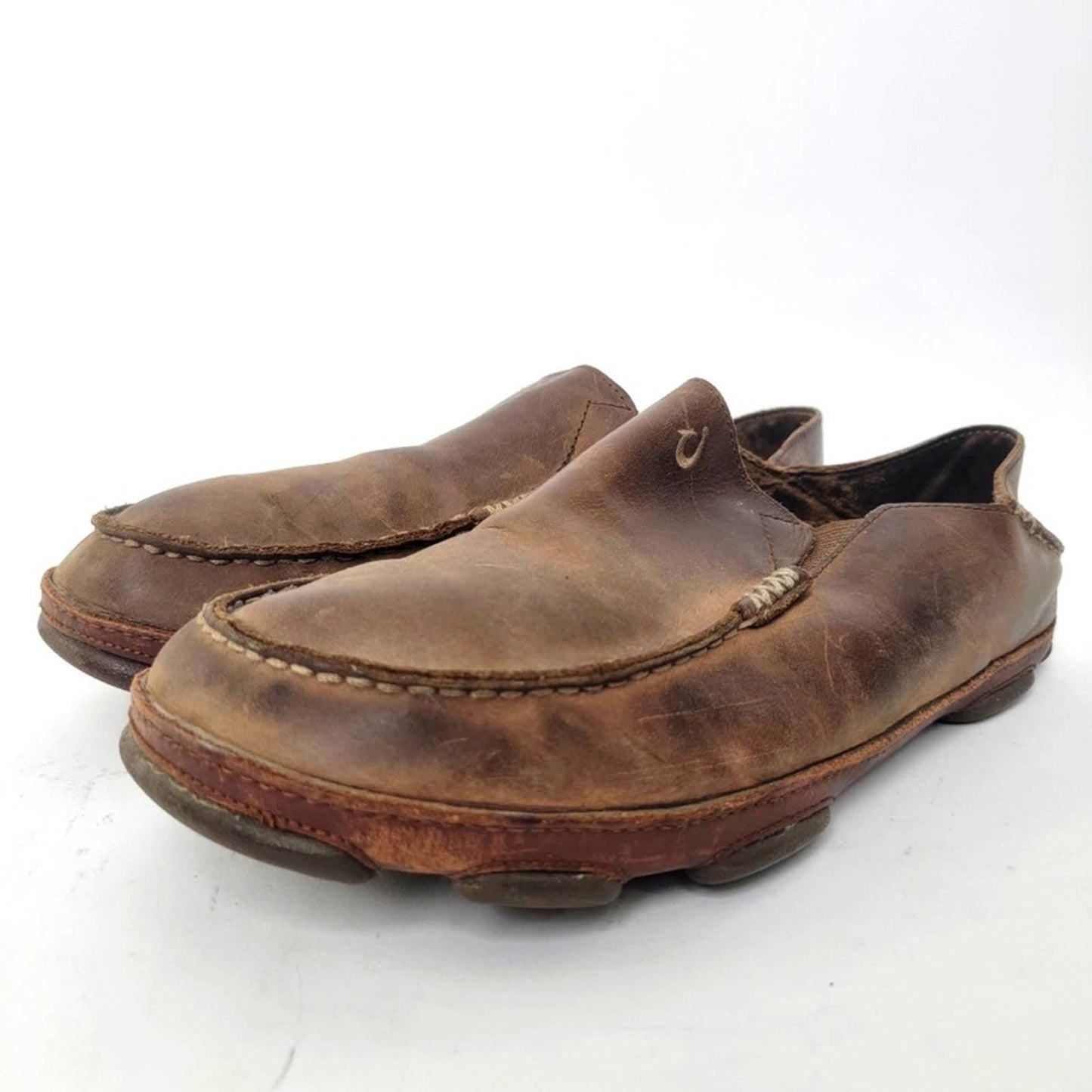 Olukai Moloa Leather Slip On Loafers - 15