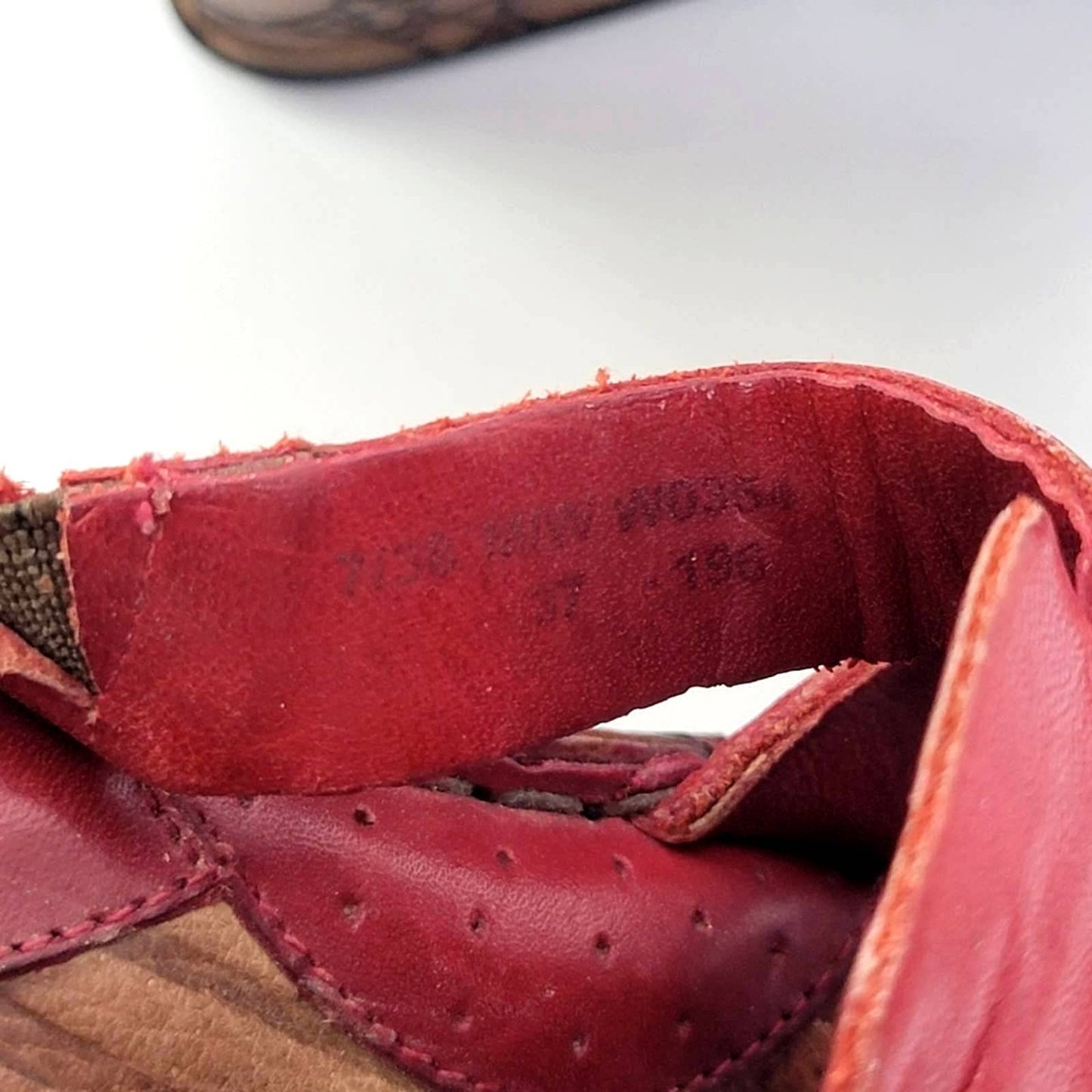 Born BOC Pebbled Cork Red Glaidator Strappy Slip On Platform Wedge Sandals - 7
