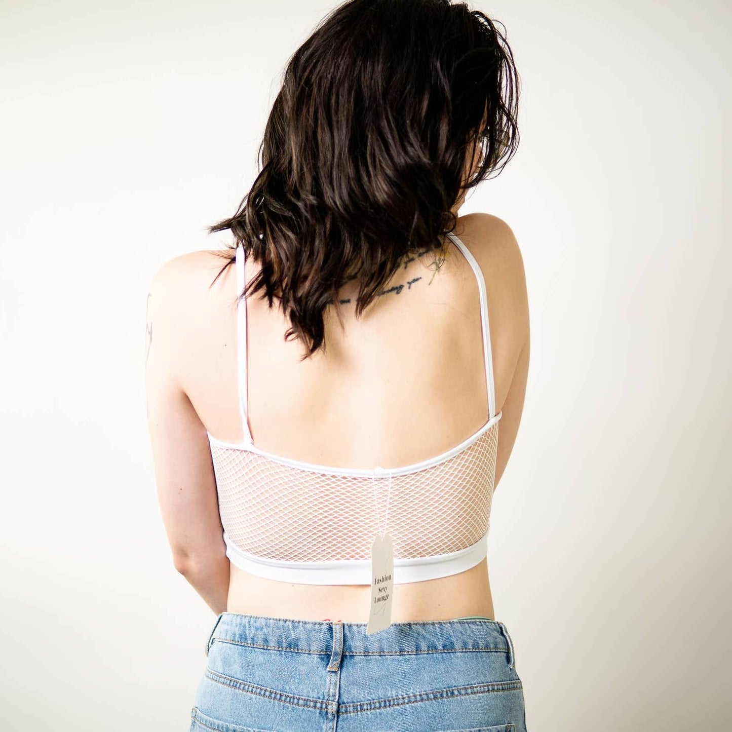White fishnet crop tank top sheer mesh rave yoga