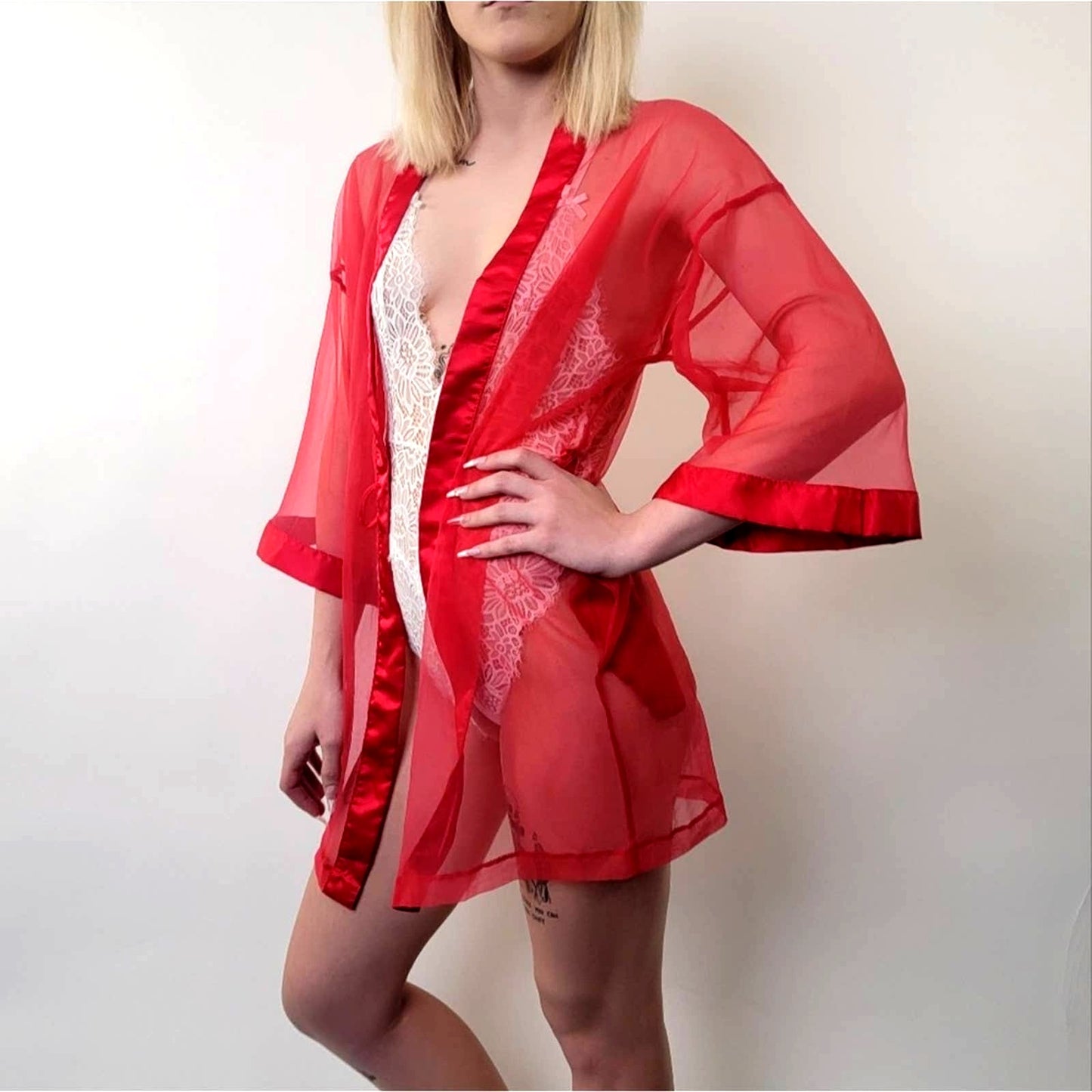 Vintage 60’s Chiffon Sheer Boudoir Pin Up Cover Nightie