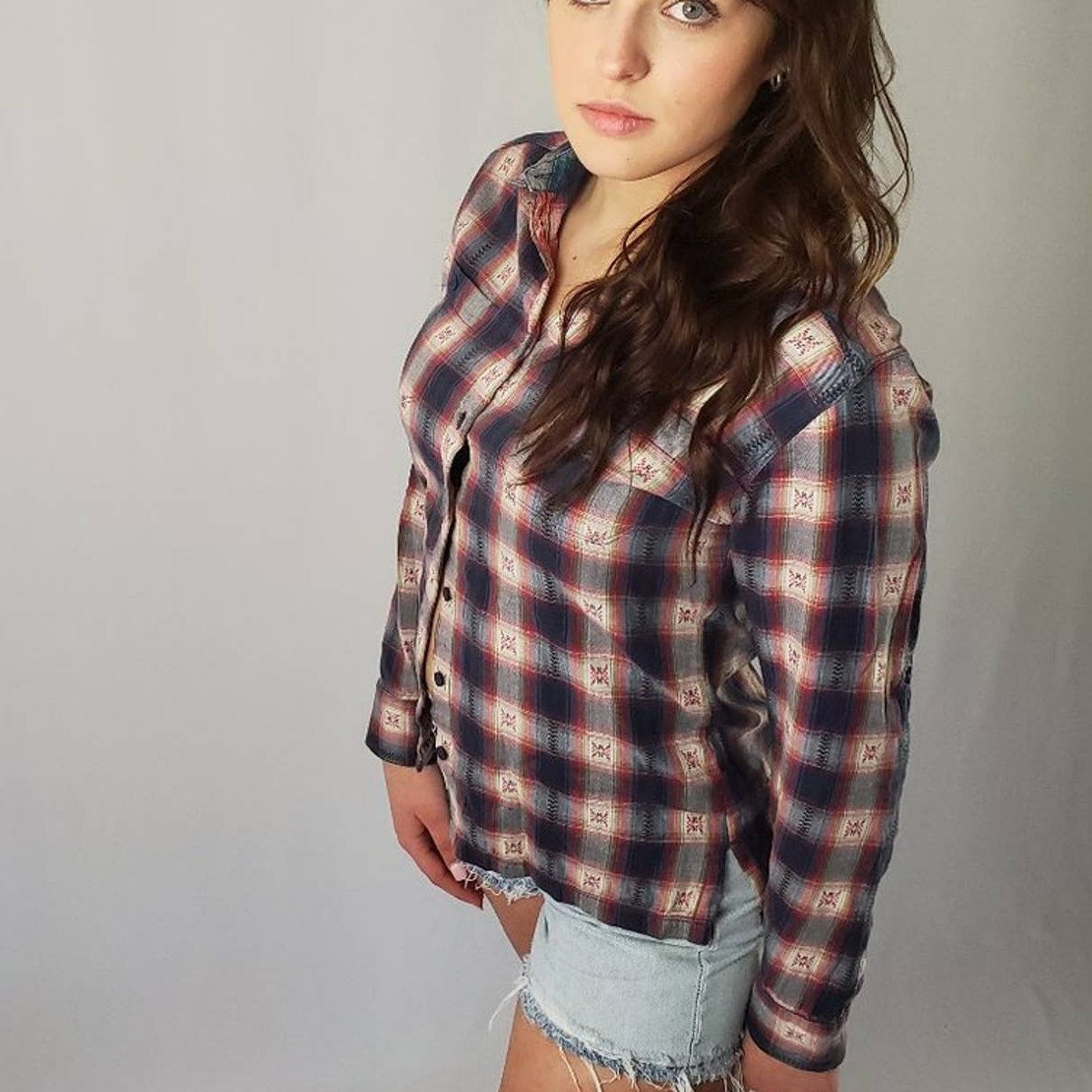 Deadstock Mountain Khaki Western Plaid Button Up Flannel - S
