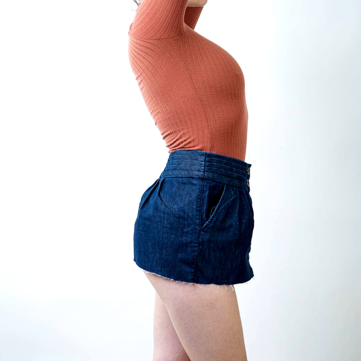 Anthro Pilcro and the Letterpress Raw Hem Denim Micro Mini Skirt
