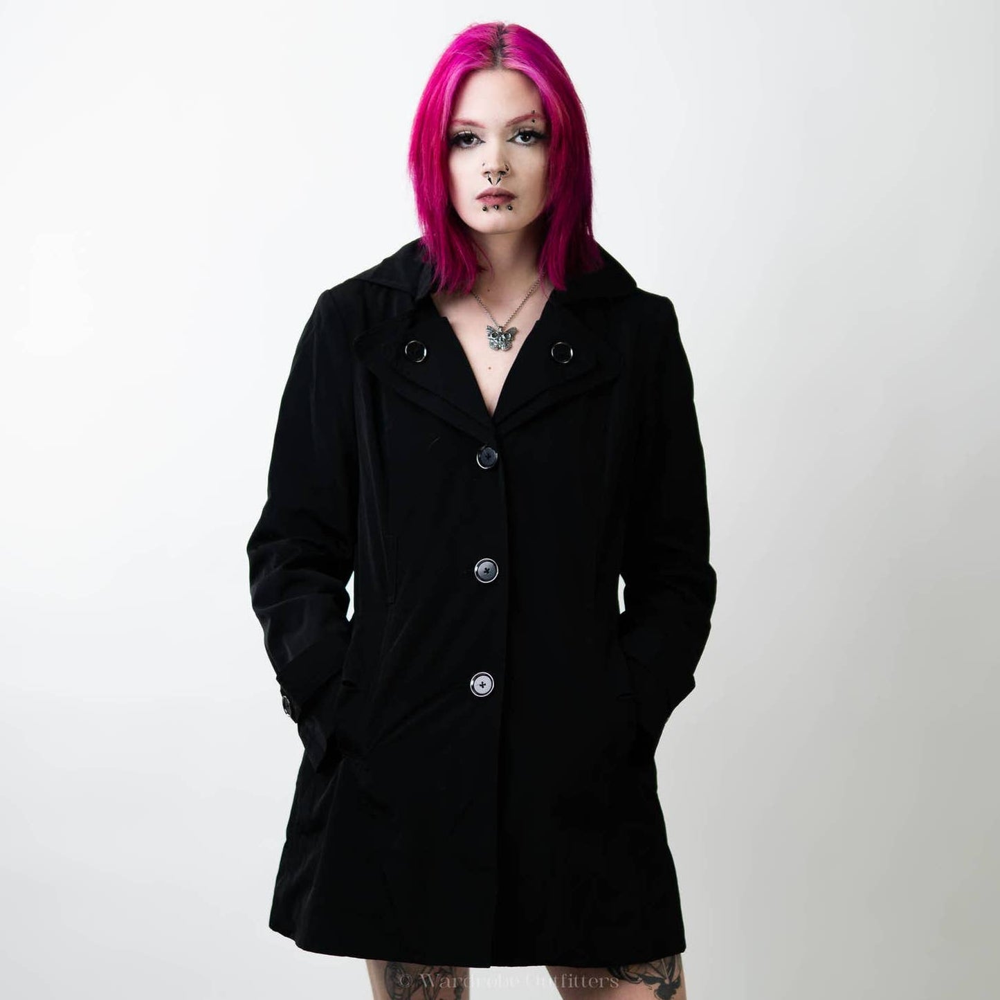 London Fog Black Single Breasted Pea Trench Coat - S