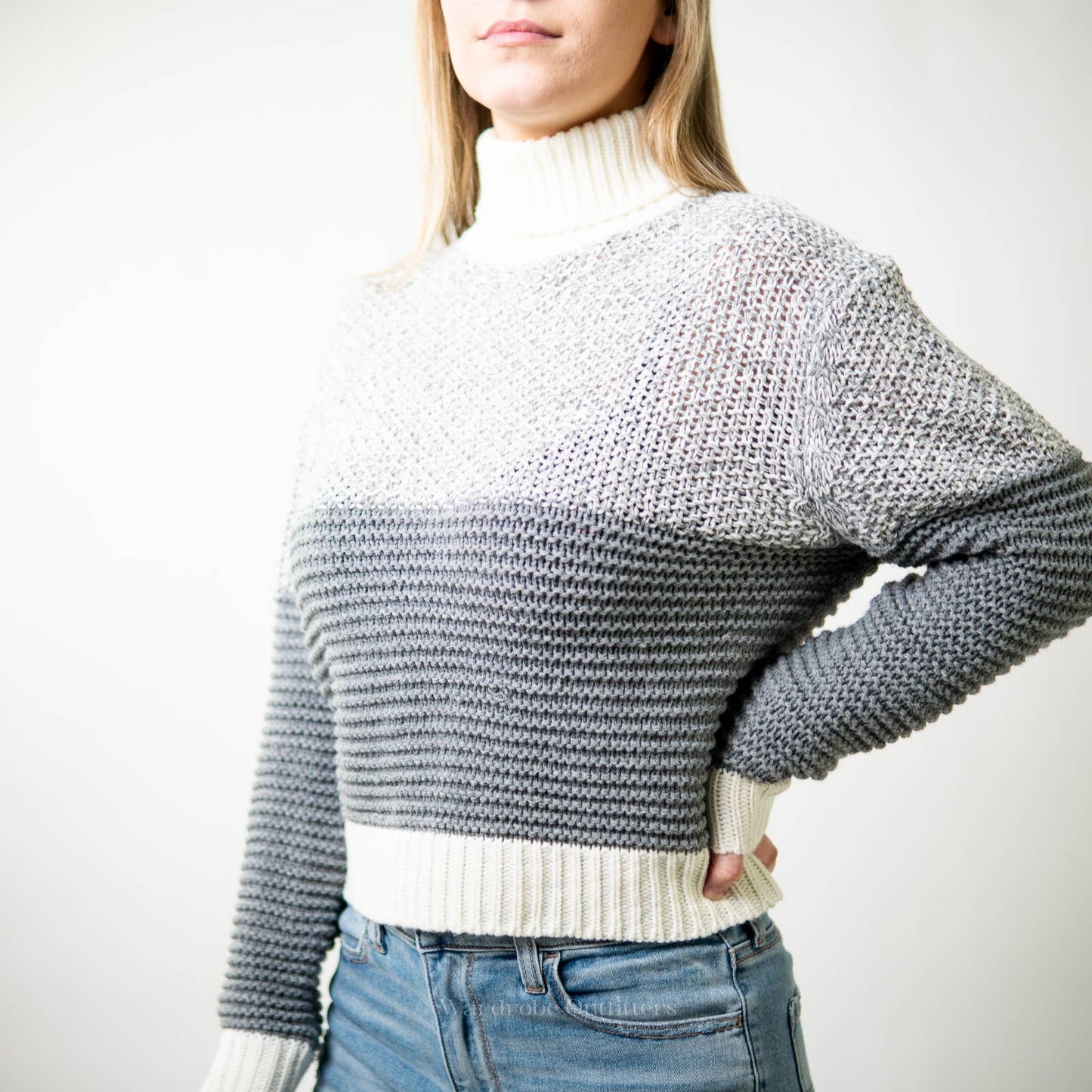 Crochet Knit 2 Tone Sweater