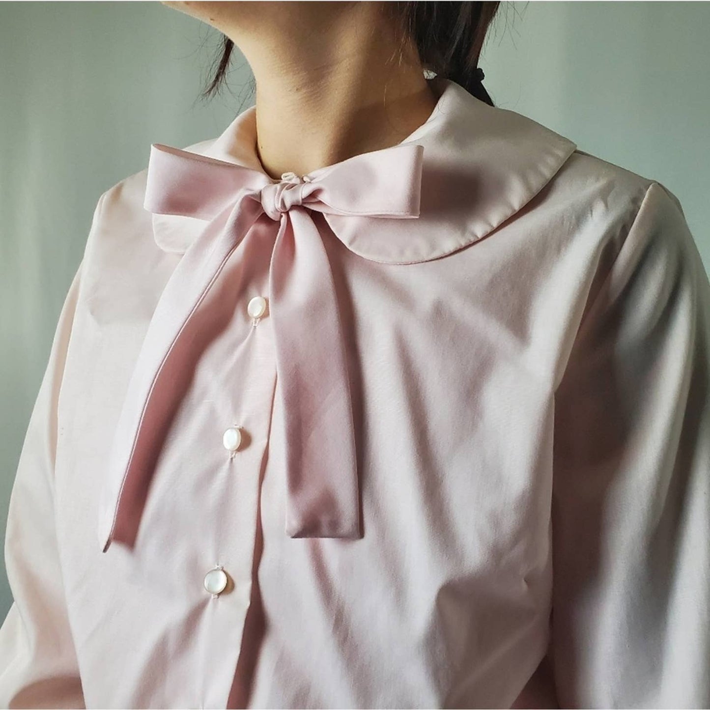 RARE 60s Peter Pan Cropped Sleeve Button Up Blouse - S