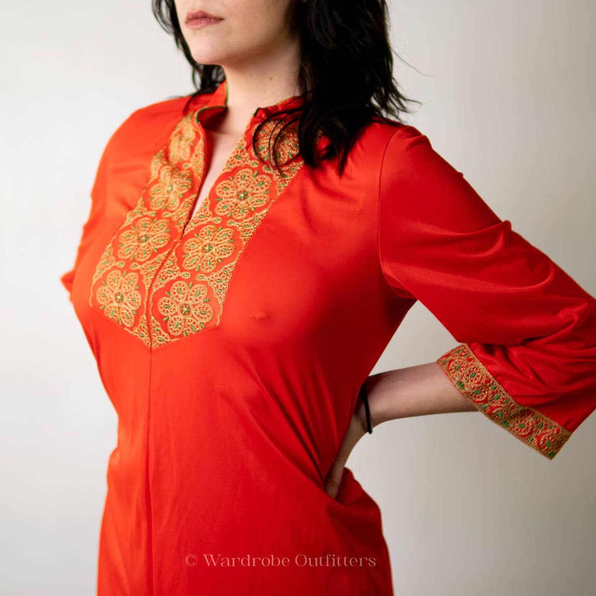 Vintage 1960's Embroidered Gossard Artemis Coral Dress - M