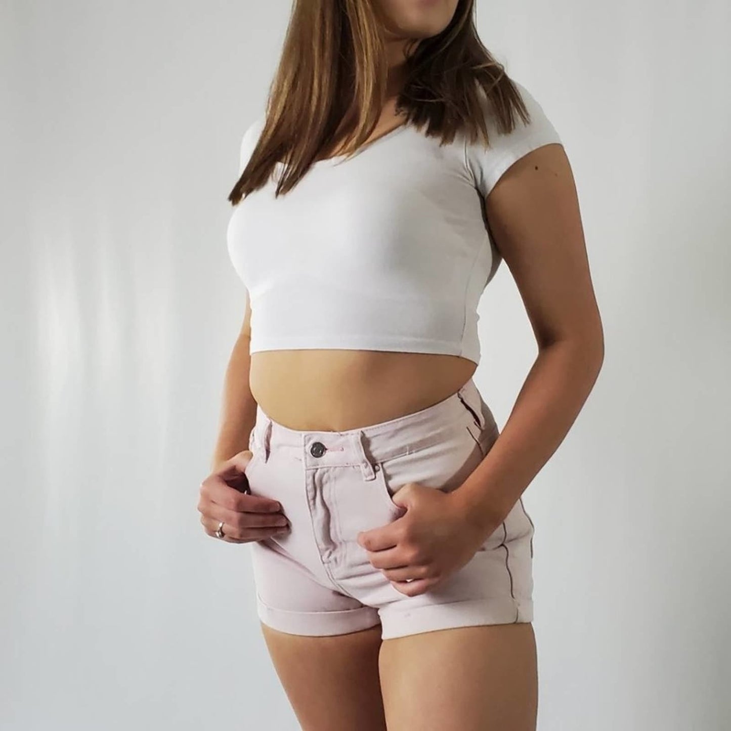 Pacsun Pale Pink High Rise Mom Shorts - 26