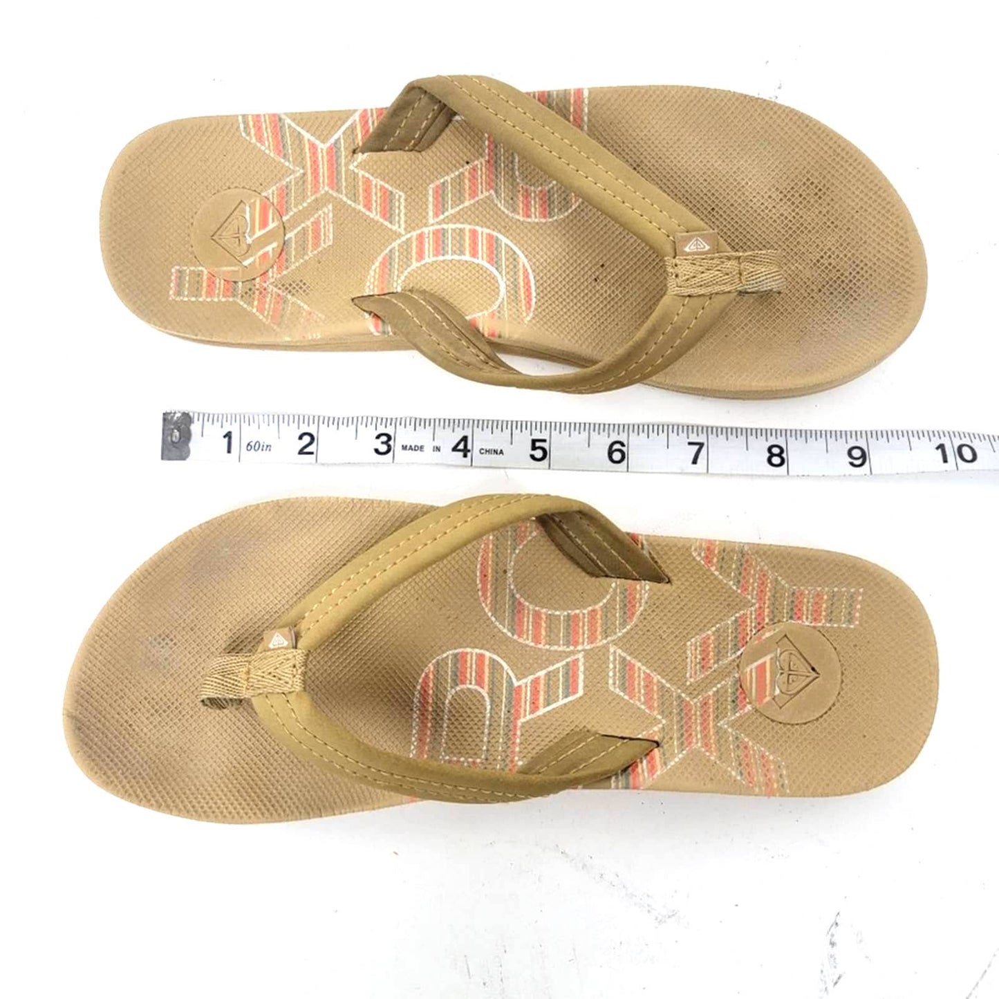 Roxy Sand Tan Flip Flop Sandals - 6