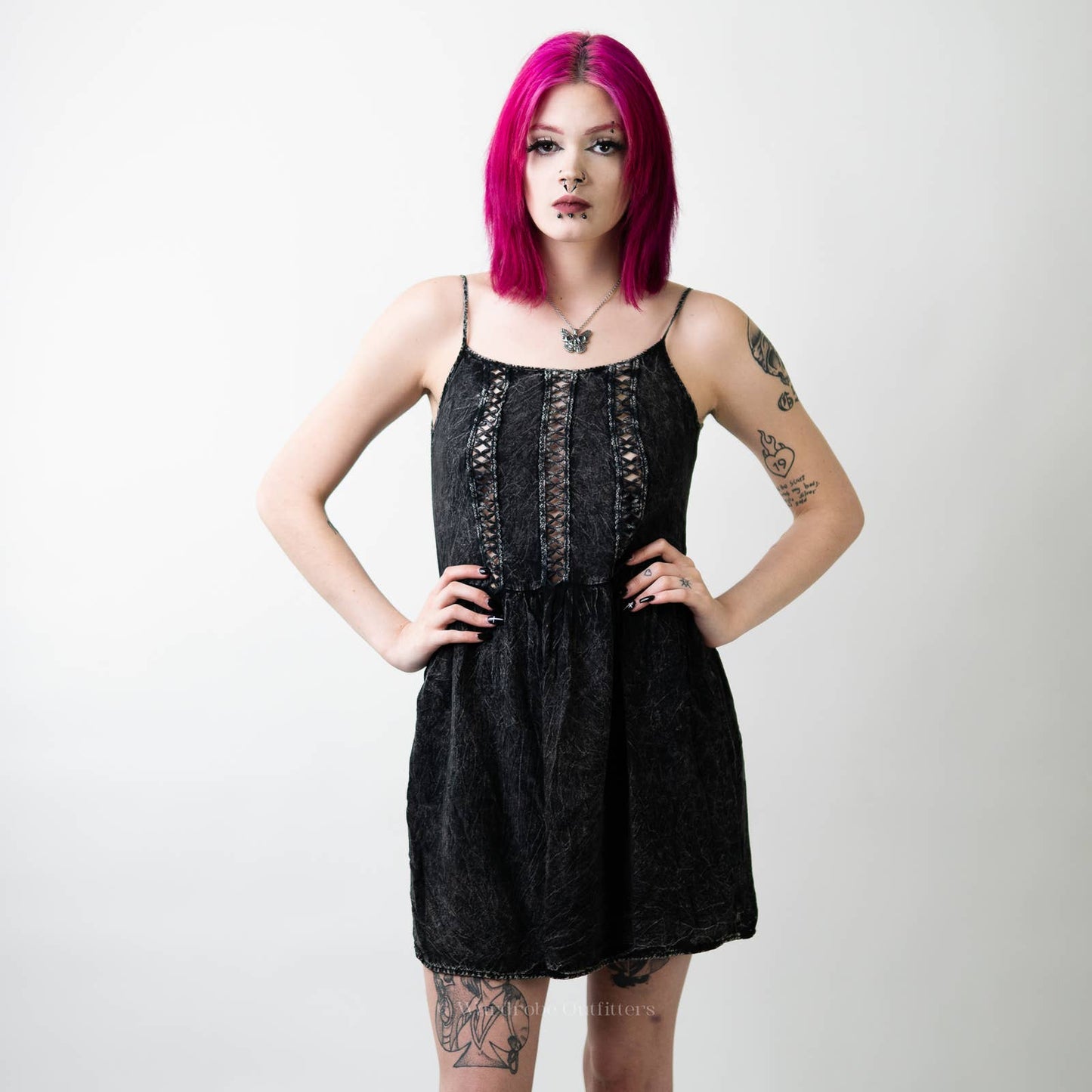 Anthropology Finn & Clover Black Grungy Mini Dress - M