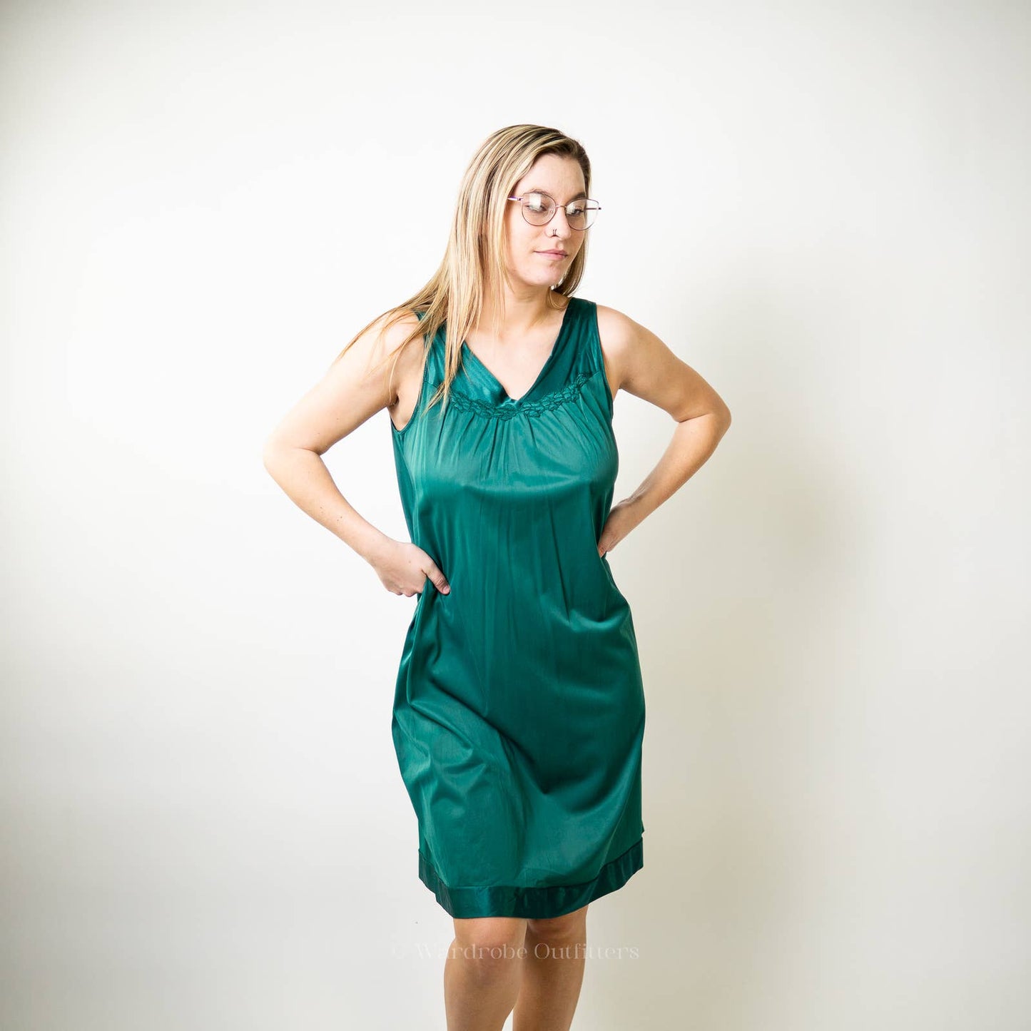 Vintage Emerald Green Lingerie Nightgown
