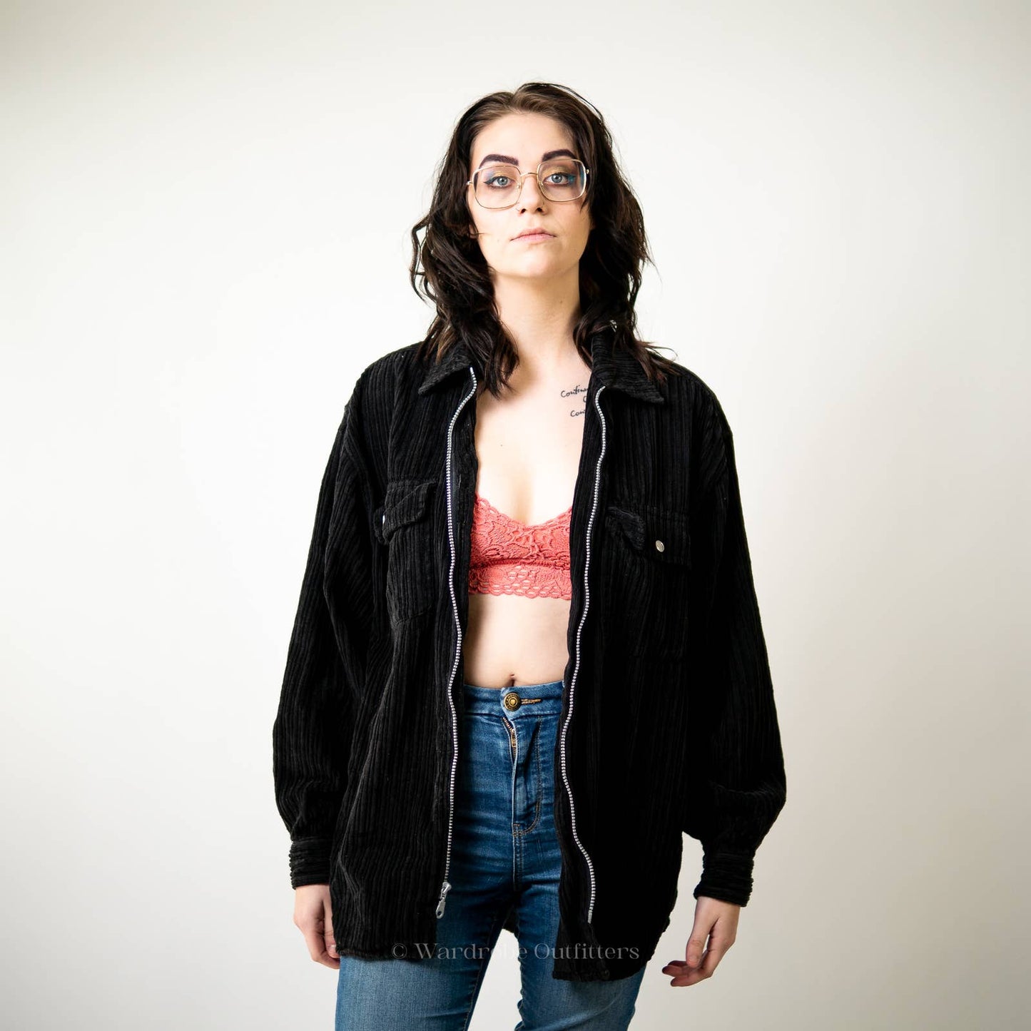 Vintage 90s Black Oversized Corduroy Jacket - M