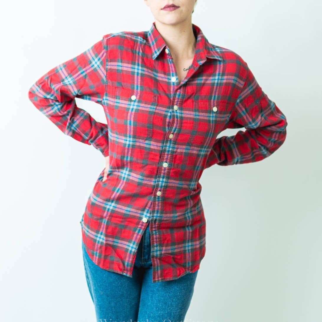 J.Crew Plaid Flannel Long Sleeve Button Sown Shirt - S