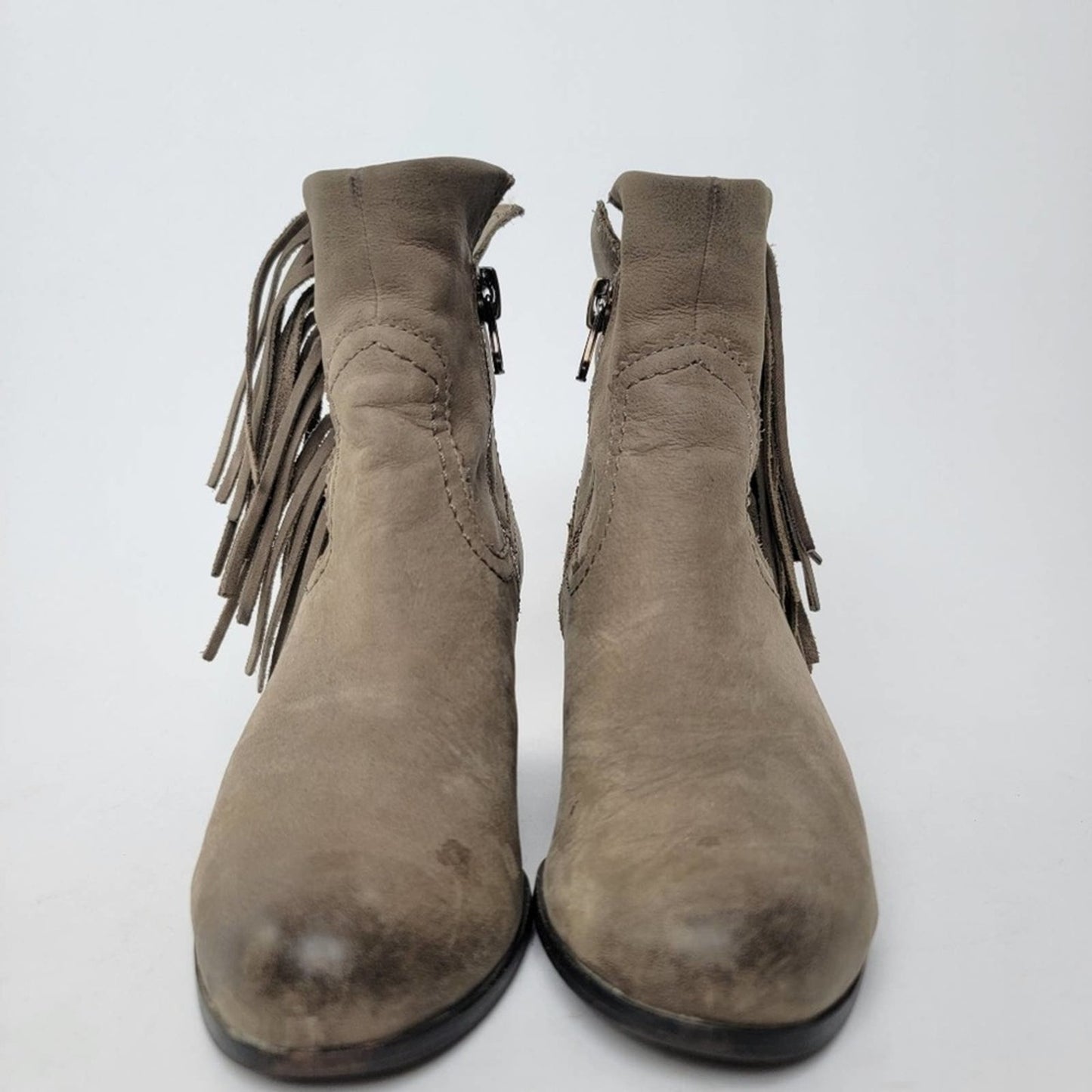 Sam Edelman Louie Suede Leather Fringe Booties - 6